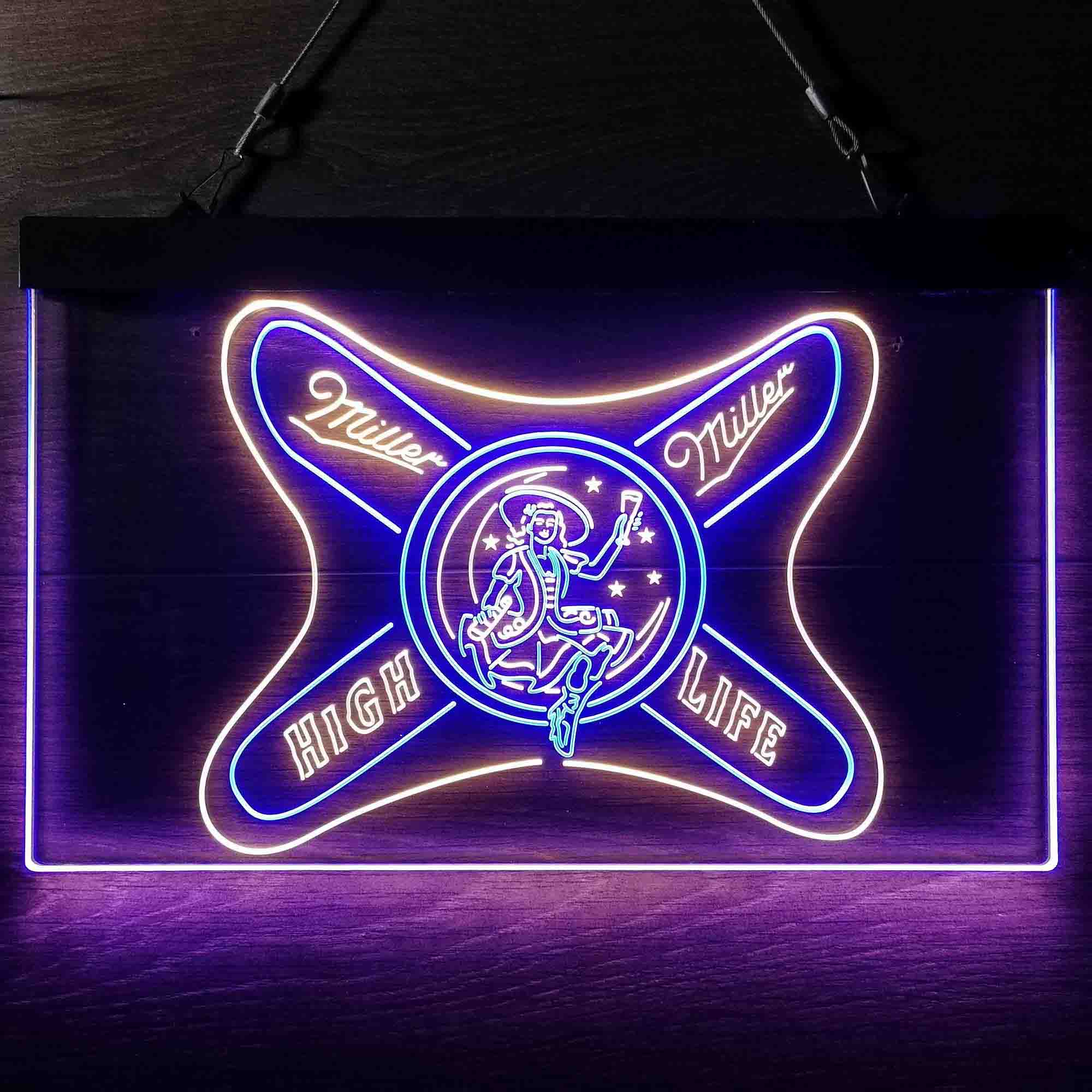 Miller High Life Girl Dual Color LED Neon Sign ProLedSign