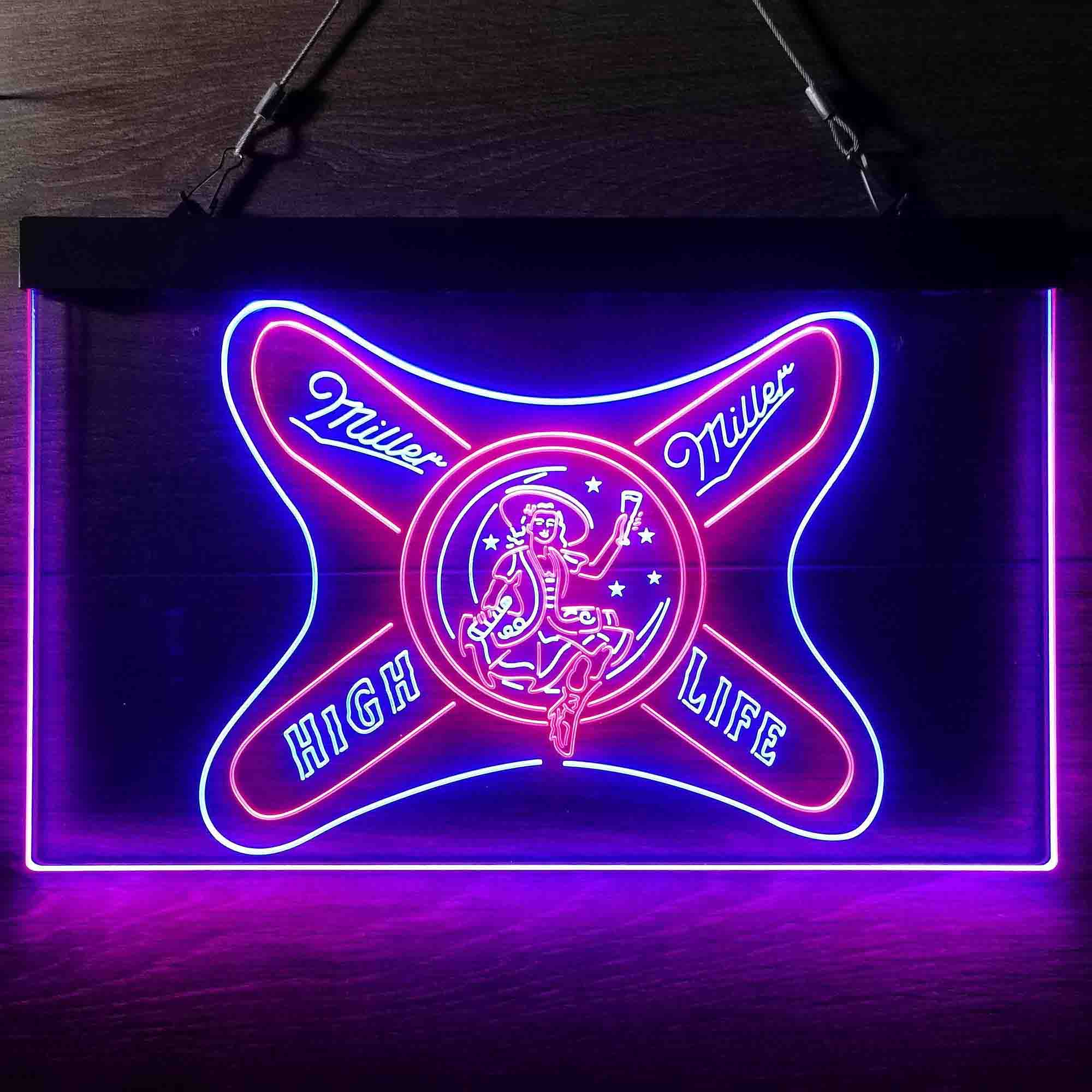 Miller High Life Girl Dual Color LED Neon Sign ProLedSign