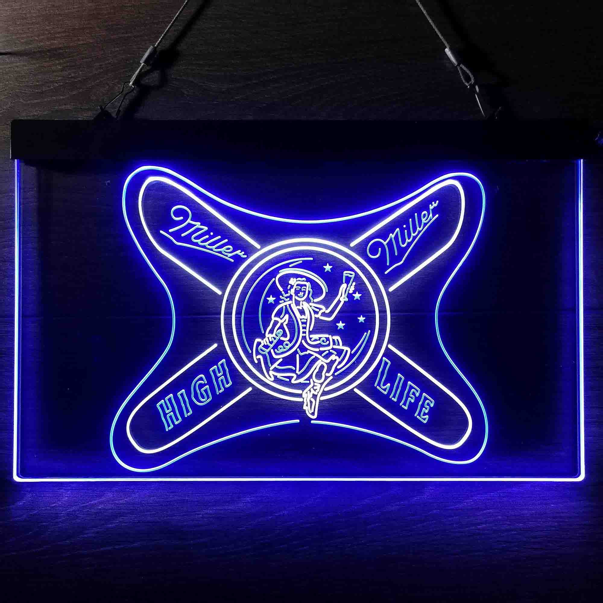 Miller High Life Girl Dual Color LED Neon Sign ProLedSign