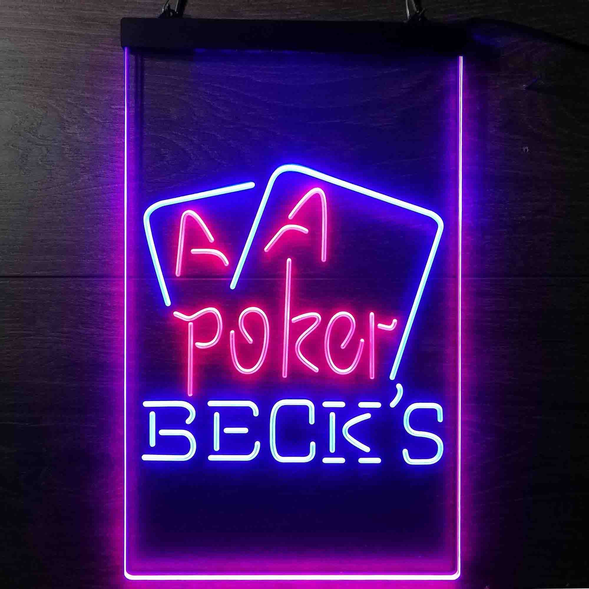 Beck's Poker Beer Dual Color LED Neon Sign ProLedSign