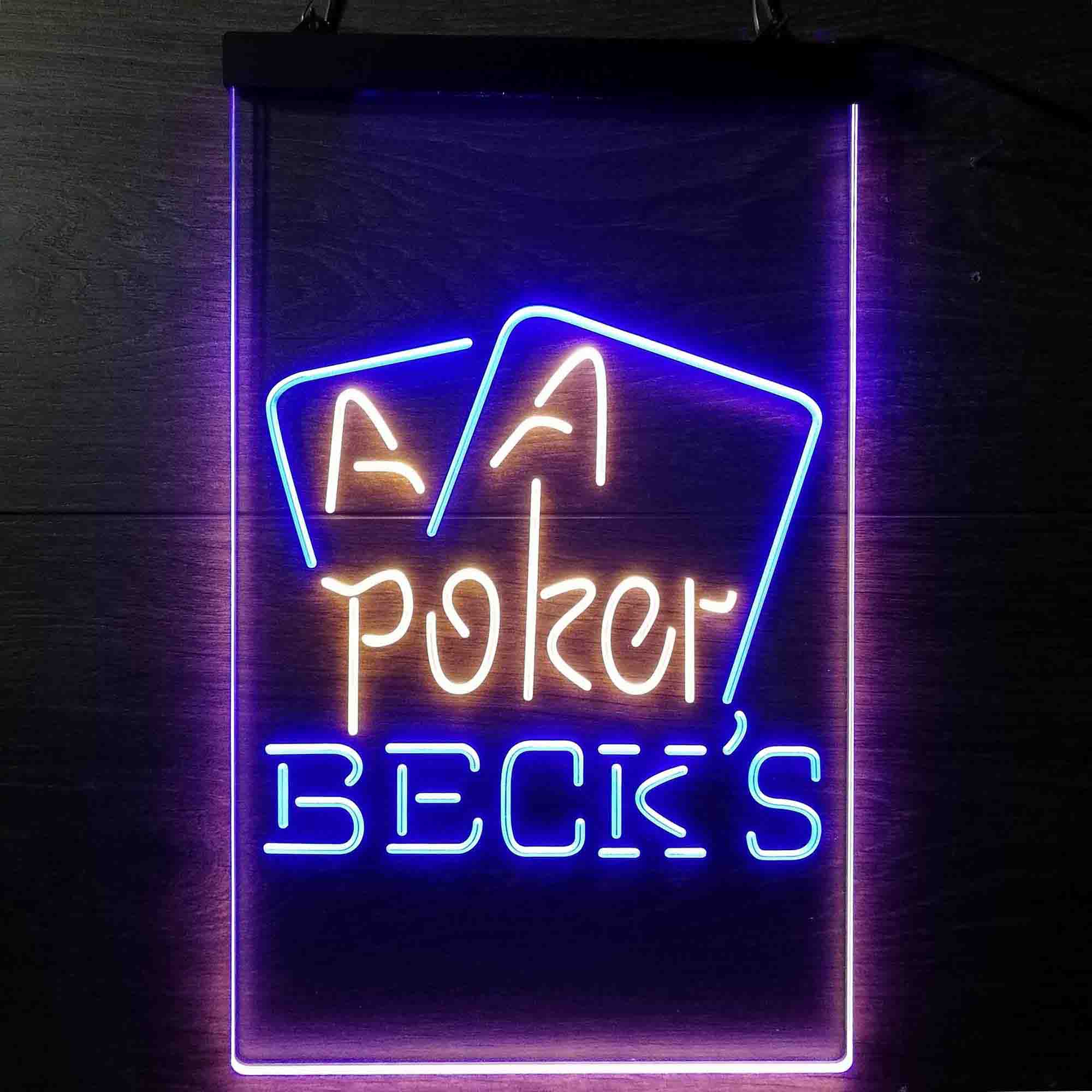 Beck's Poker Beer Dual Color LED Neon Sign ProLedSign