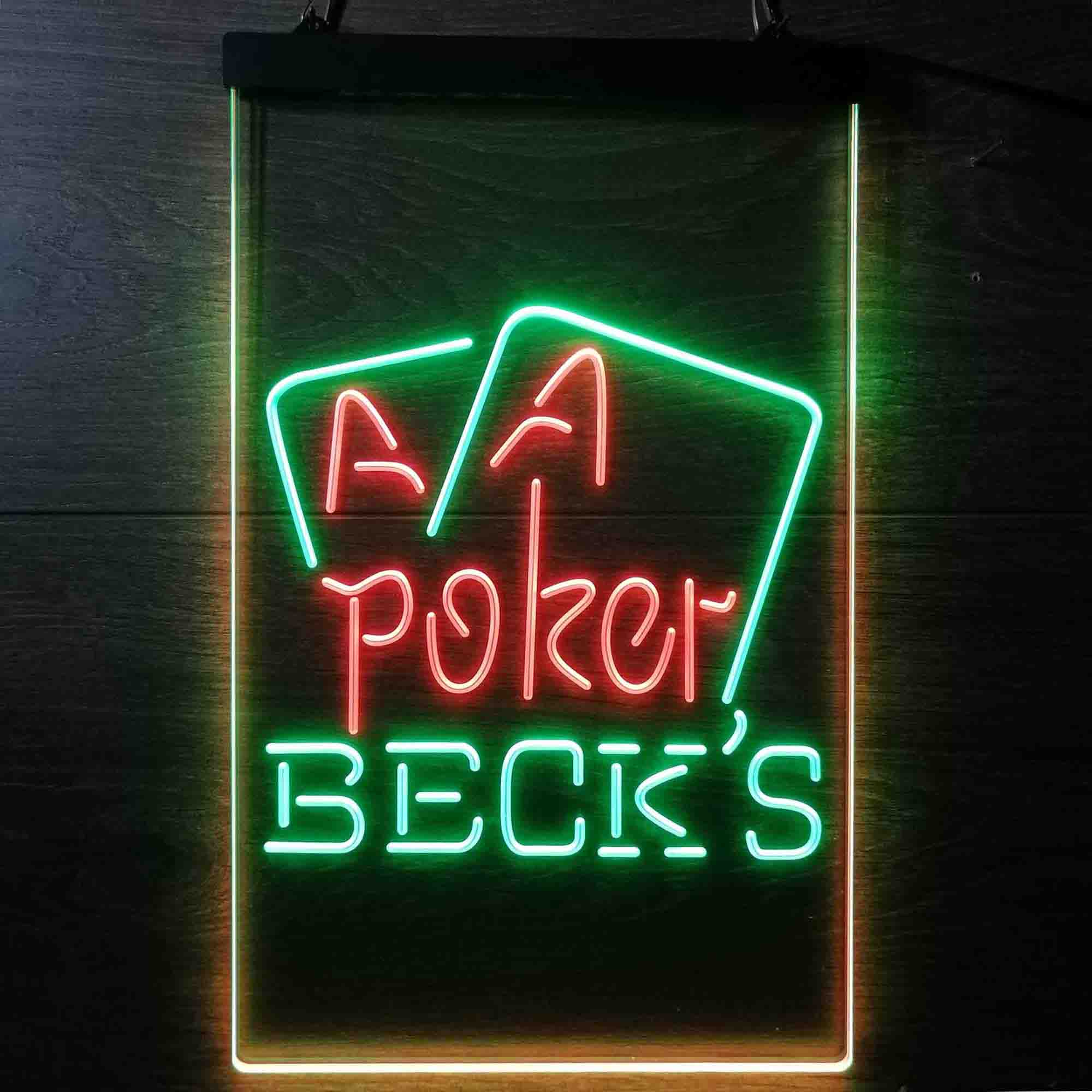 Beck's Poker Beer Dual Color LED Neon Sign ProLedSign