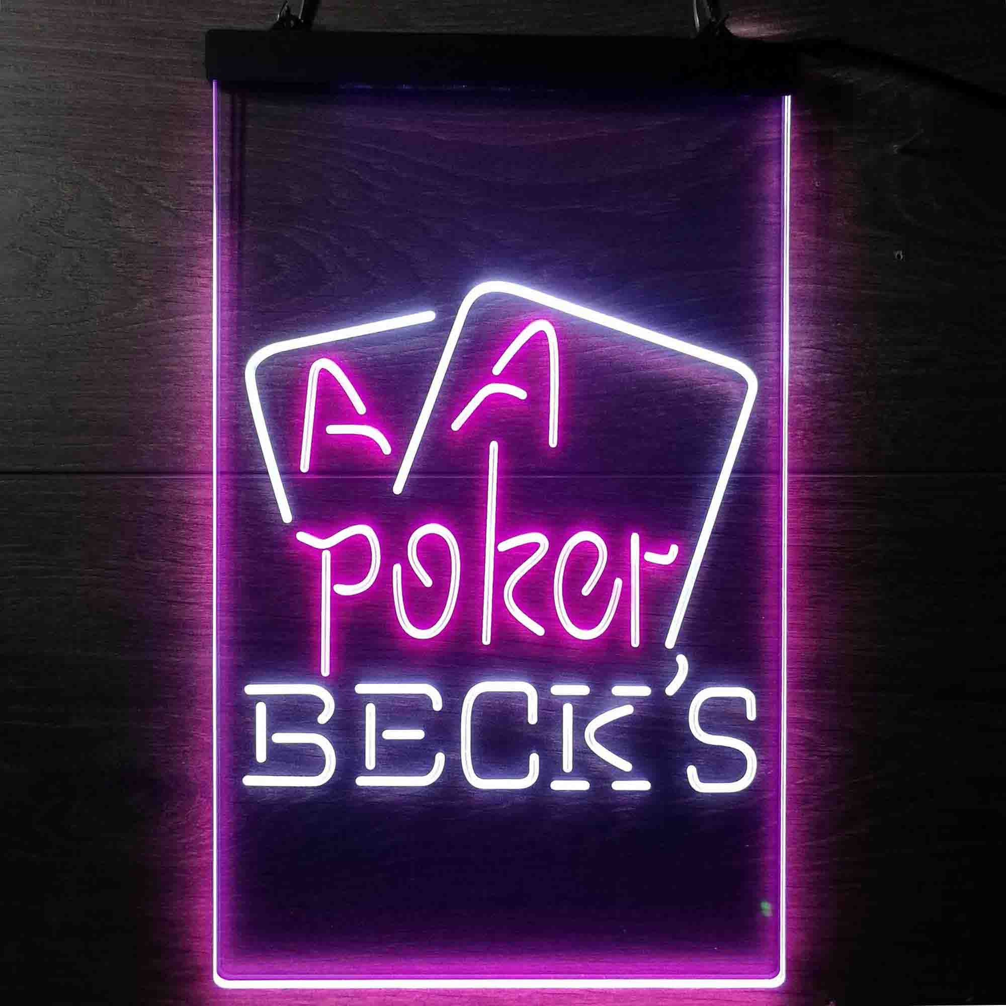 Beck's Poker Beer Dual Color LED Neon Sign ProLedSign