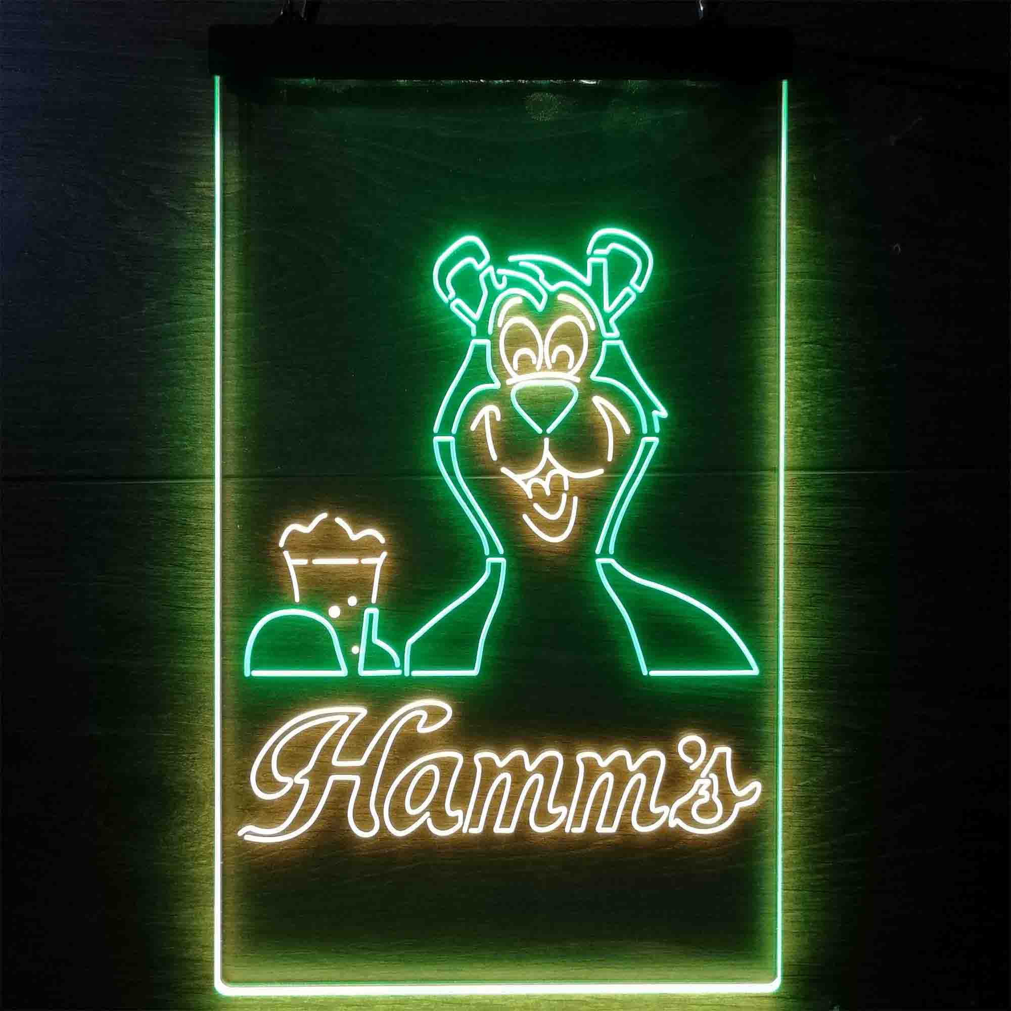 Hamm's Beer Bear Mug Dual Color LED Neon Sign ProLedSign