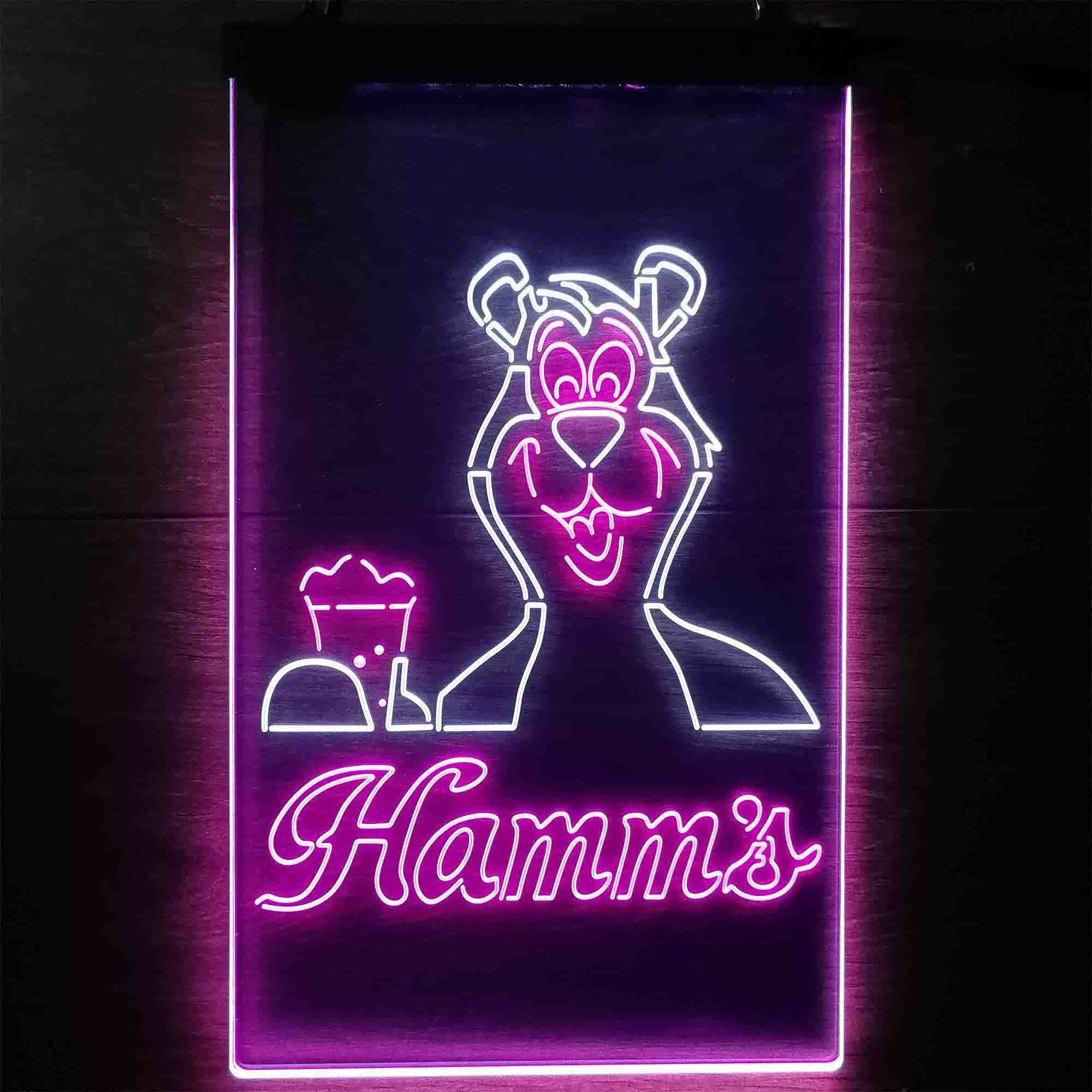 Hamm's Beer Bear Mug Dual Color LED Neon Sign ProLedSign