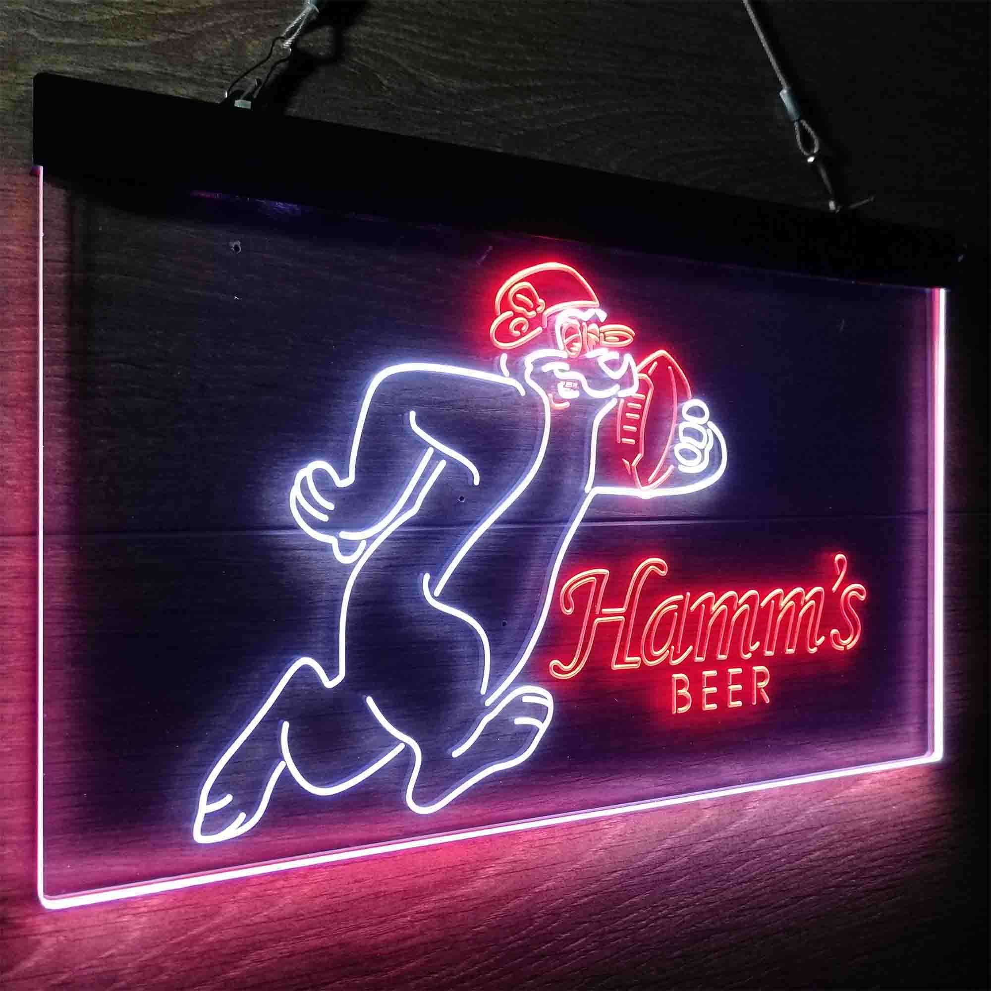 Hamm's Beer Bear Football Neon-Like LED Sign