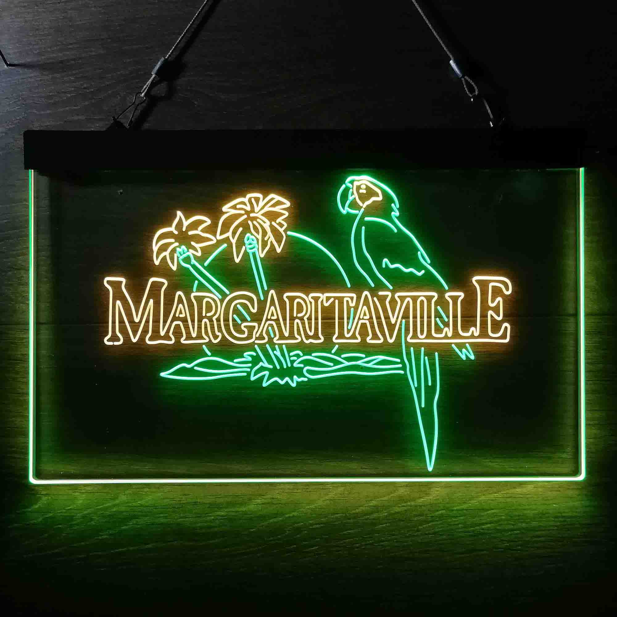 Jimmy Buffett's Margaritaville Parrot Dual Color LED Neon Sign ProLedSign