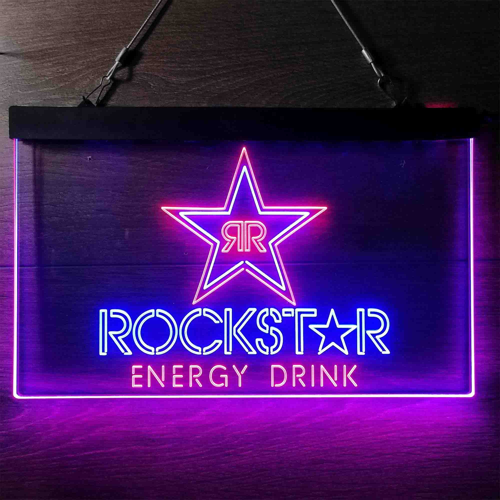 Rockstar Energy Drink Double Star Dual Color LED Neon Sign ProLedSign