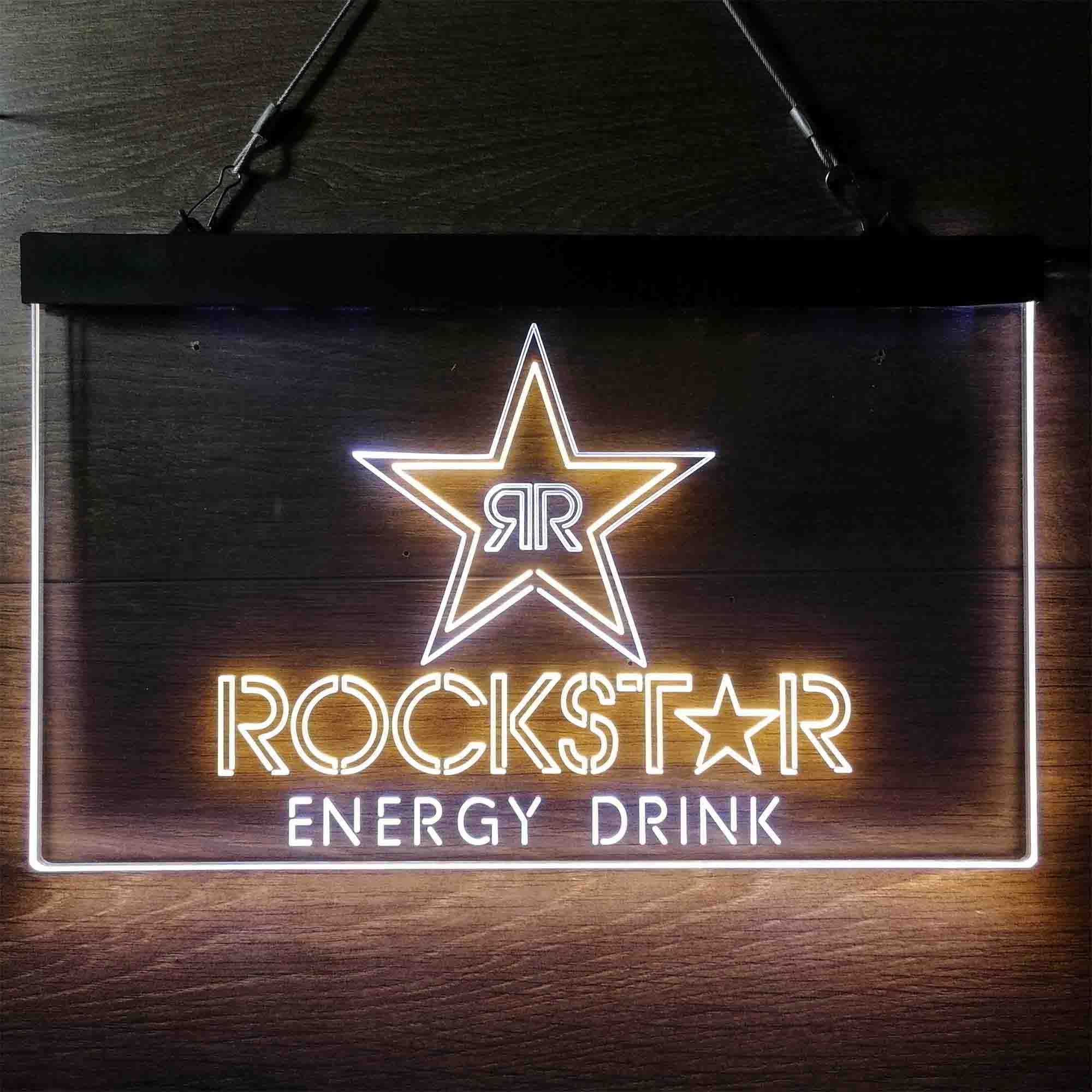 Rockstar Energy Drink Double Star Dual Color LED Neon Sign ProLedSign