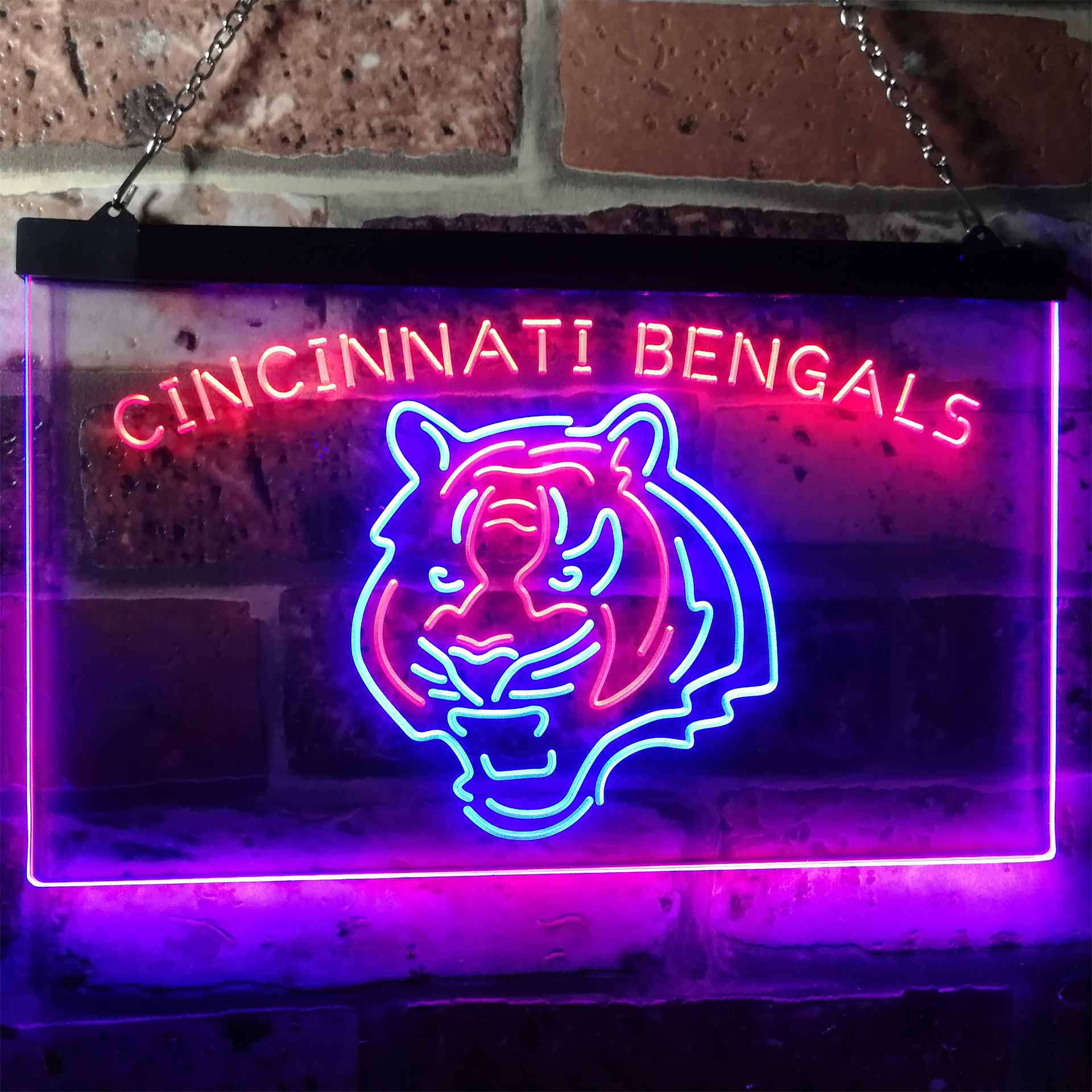 Cincinnati Bengals Football Bar Decor Dual Color LED Neon Sign ProLedSign