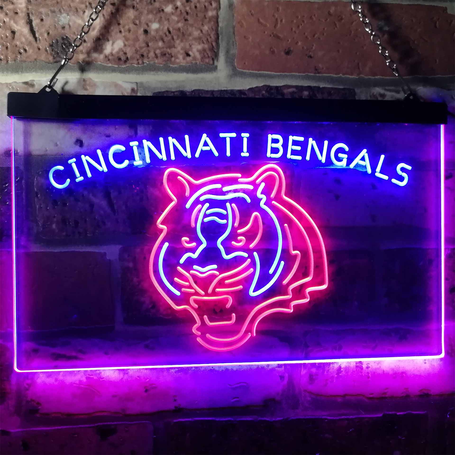 Cincinnati Bengals Football Bar Decor Dual Color LED Neon Sign ProLedSign