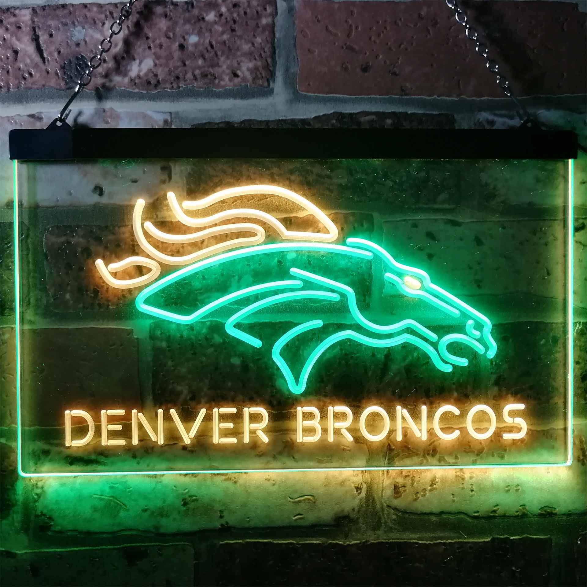 Denver Broncos Football Bar Dual Color LED Neon Sign ProLedSign