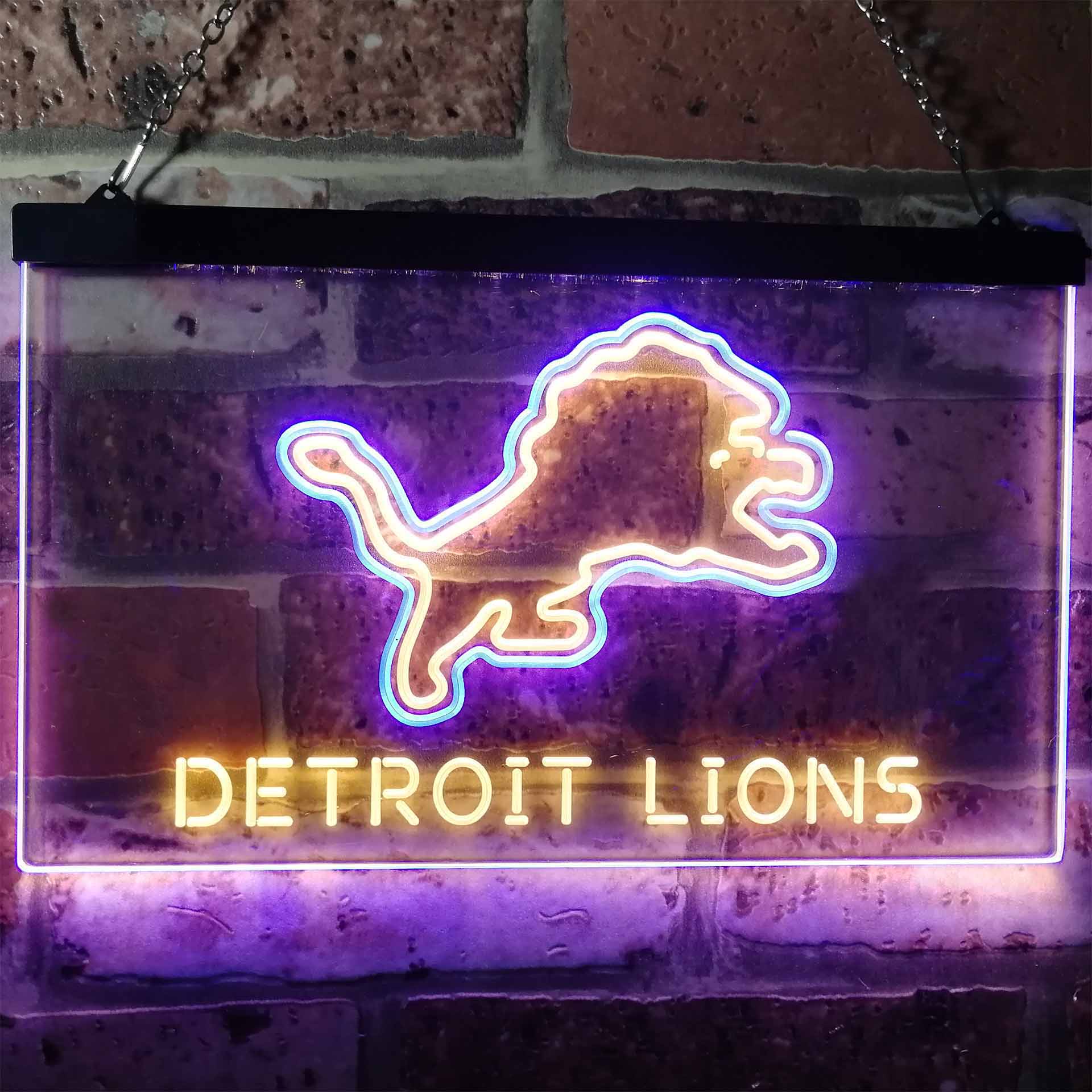 Detroit Lions Football Bar Dual Color LED Neon Sign ProLedSign