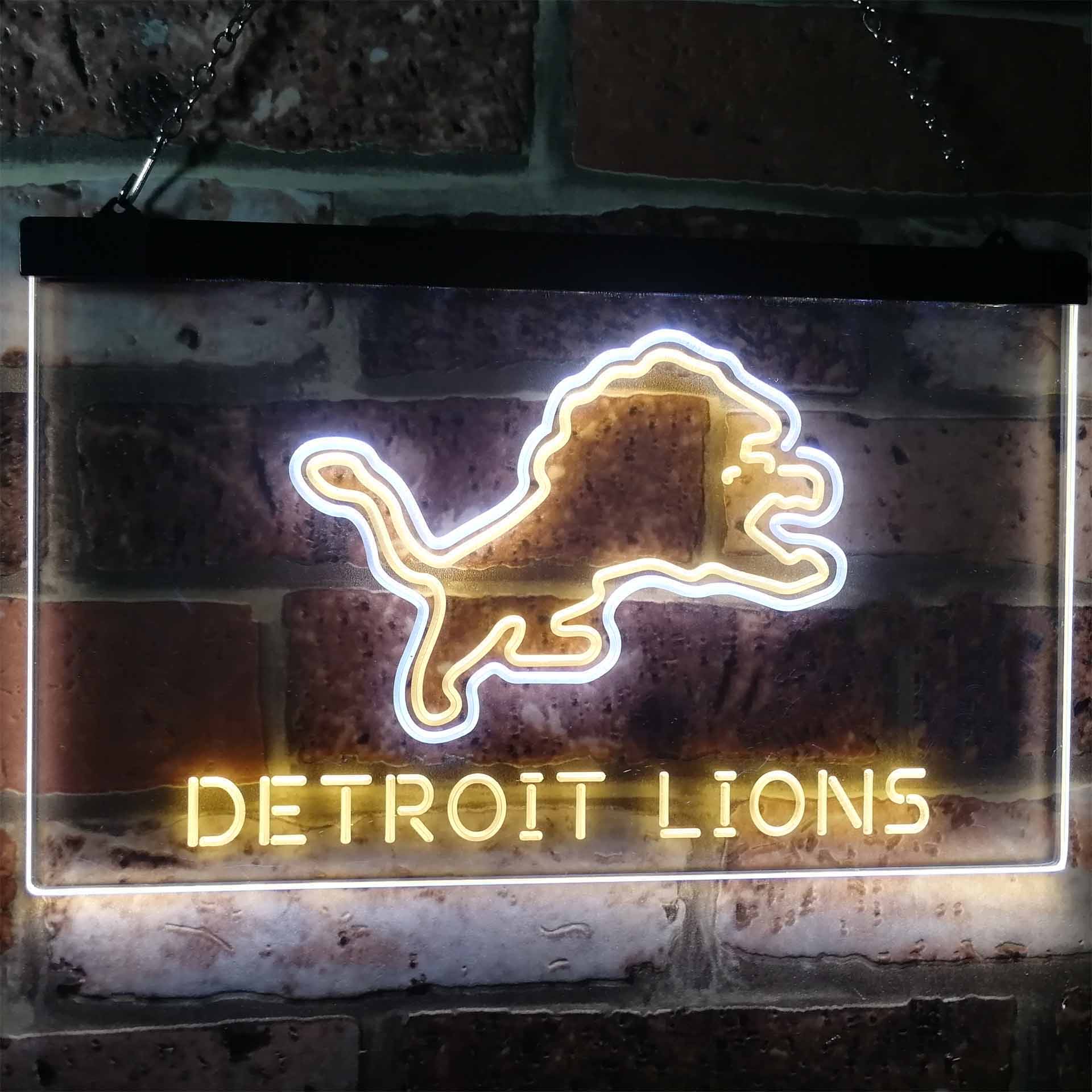 Detroit Lions Football Bar Dual Color LED Neon Sign ProLedSign