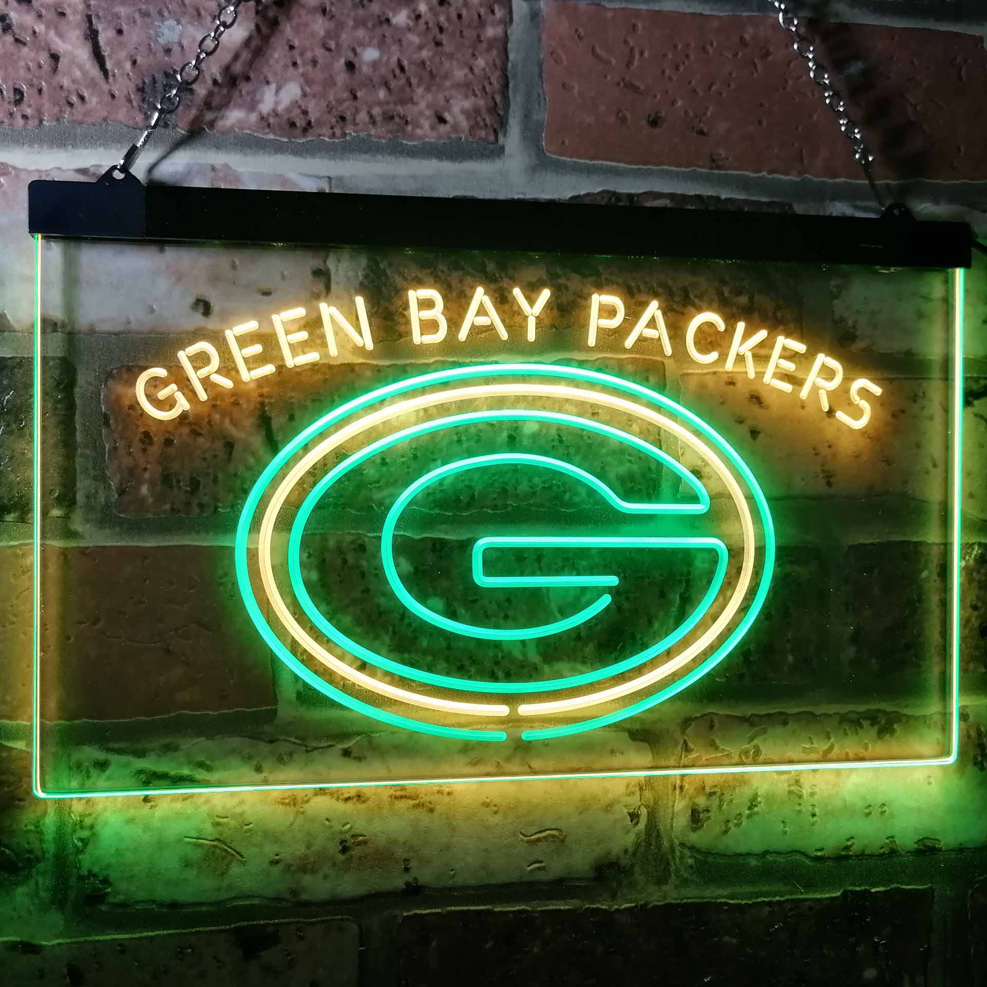 Green Bay Packers Football Bar Decor Dual Color LED Neon Sign ProLedSign