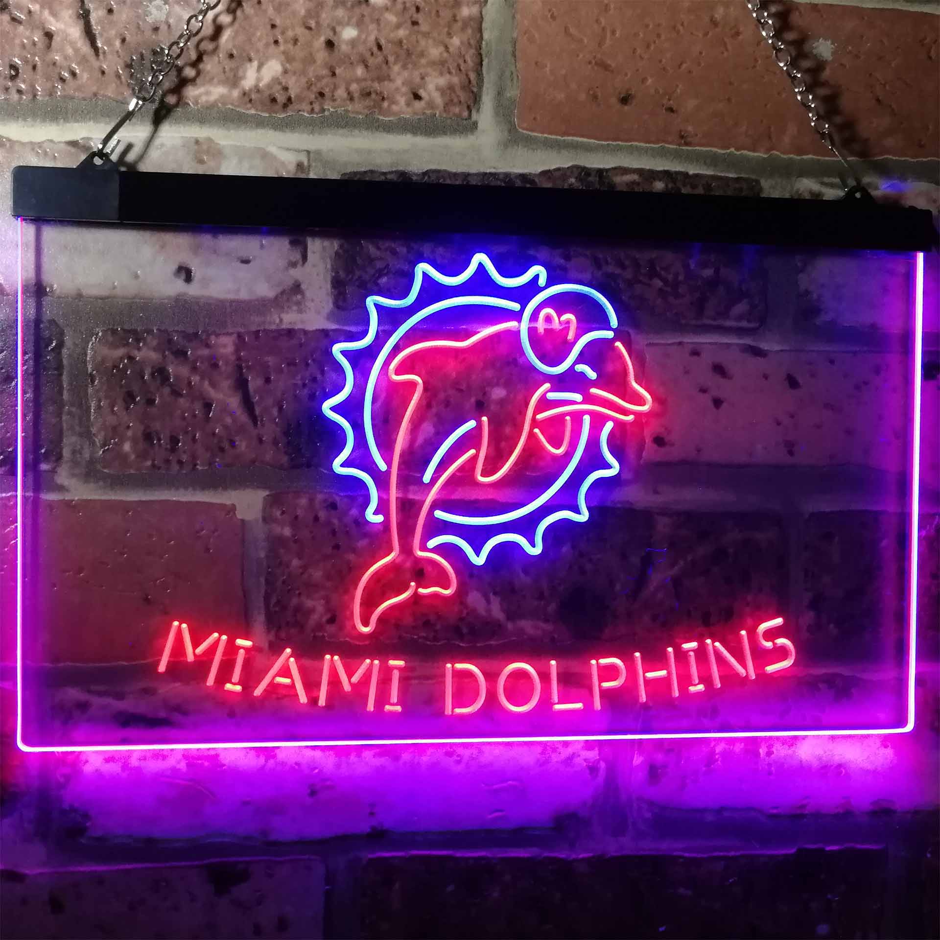 Miami Dolphinsation Football Bar Dual Color LED Neon Sign ProLedSign