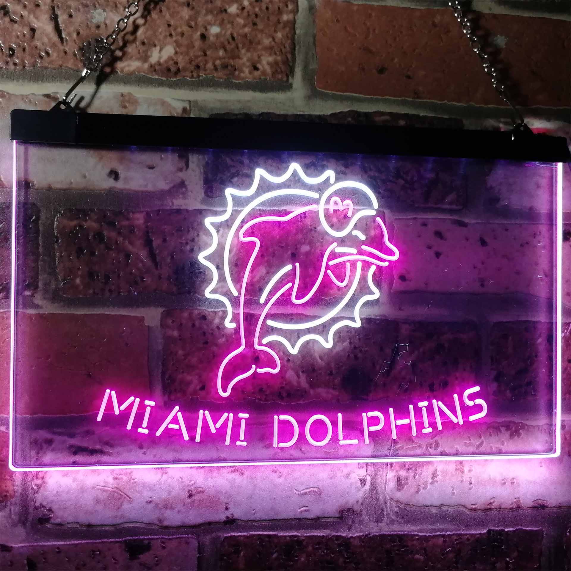 Miami Dolphinsation Football Bar Dual Color LED Neon Sign ProLedSign