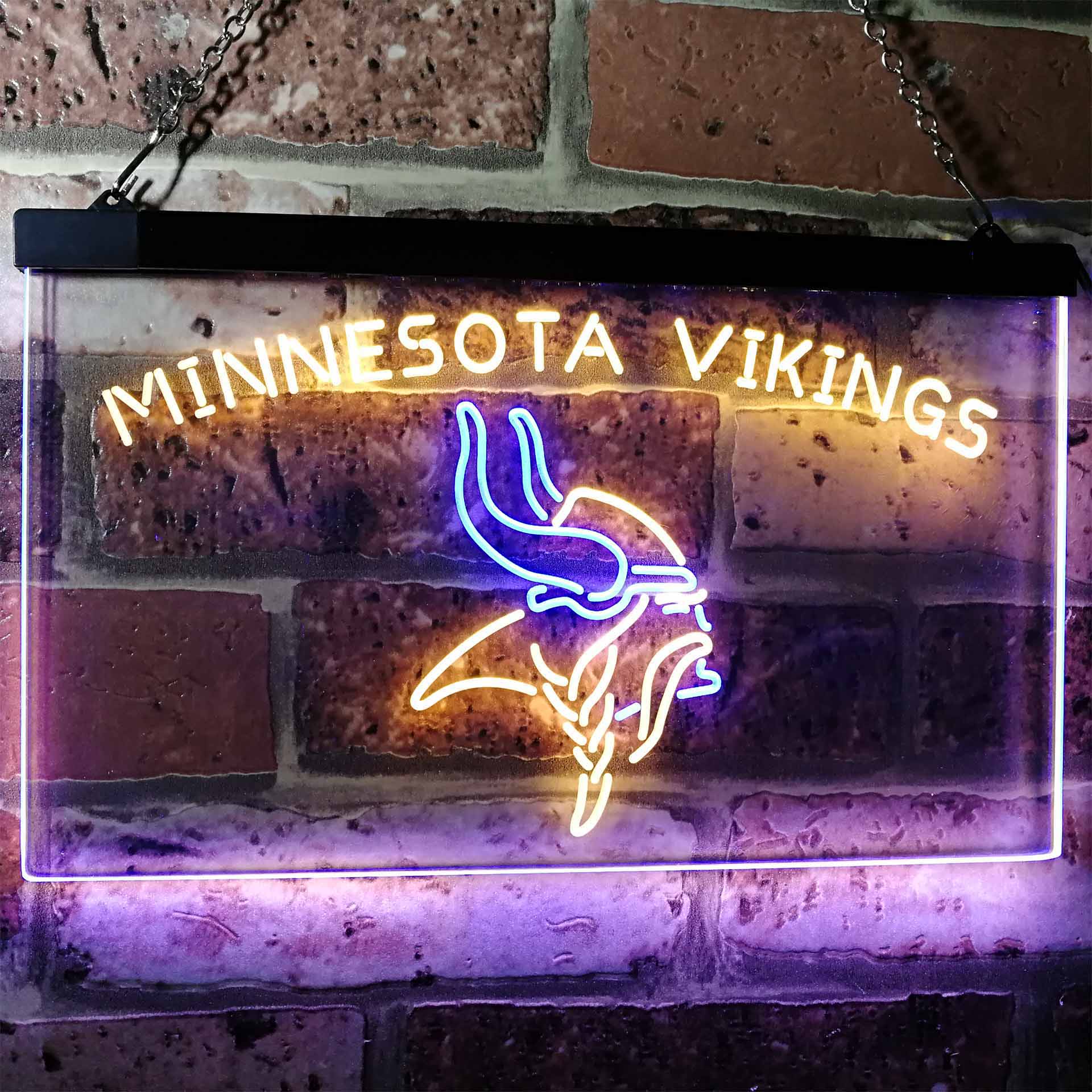 Minnesota Vikings Football Bar Decor Dual Color LED Neon Sign ProLedSign