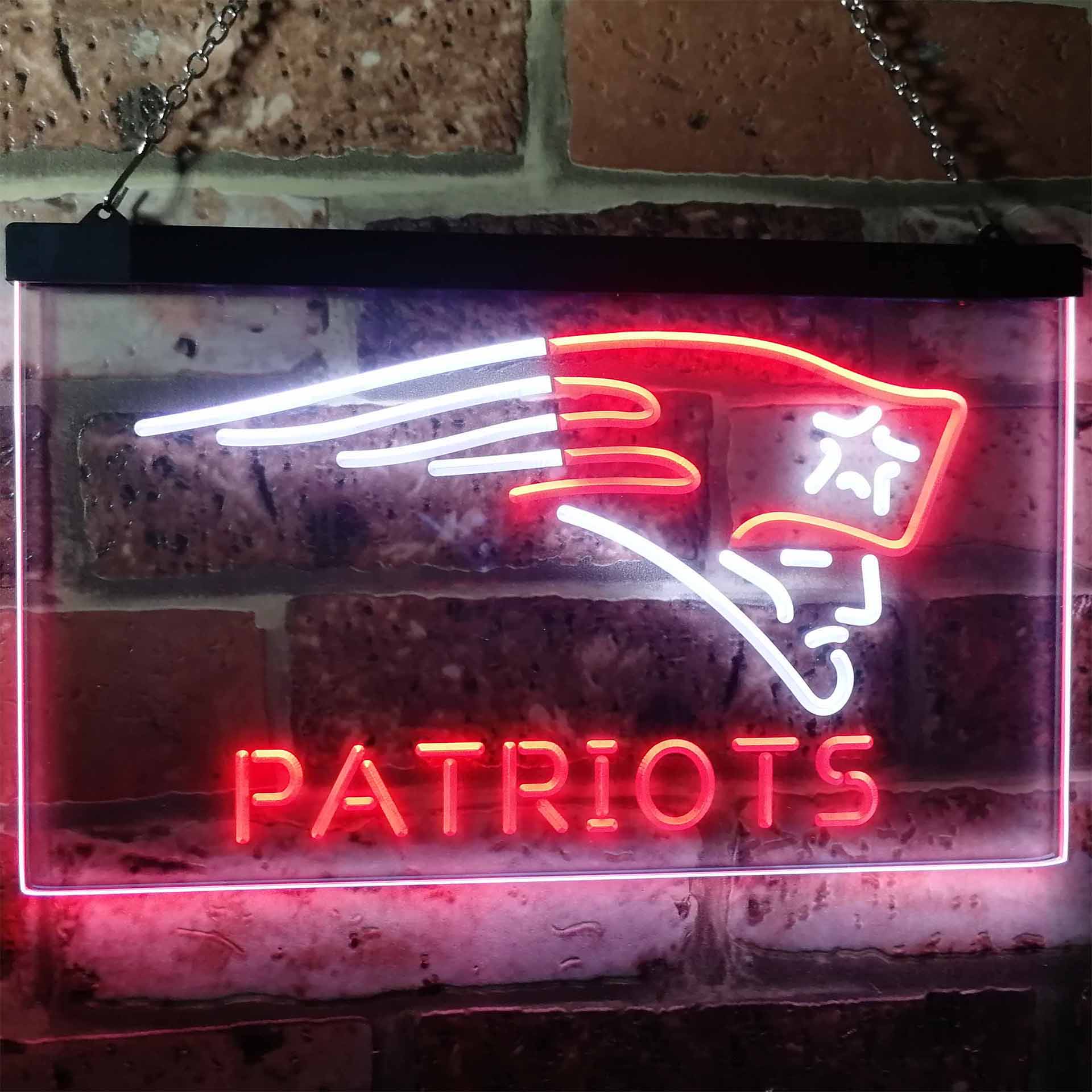 New England Patriots Football Bar Decor Dual Color LED Neon Sign ProLedSign