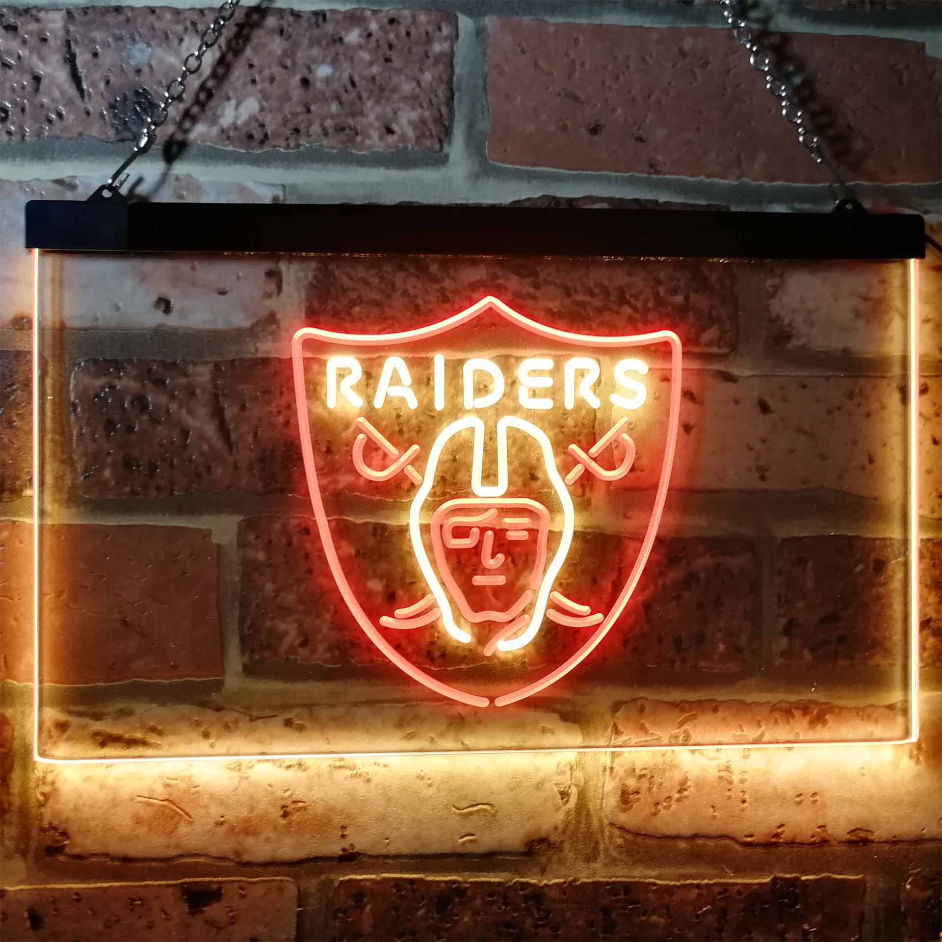 Oakland Raidersation Football Bar Dual Color LED Neon Sign ProLedSign