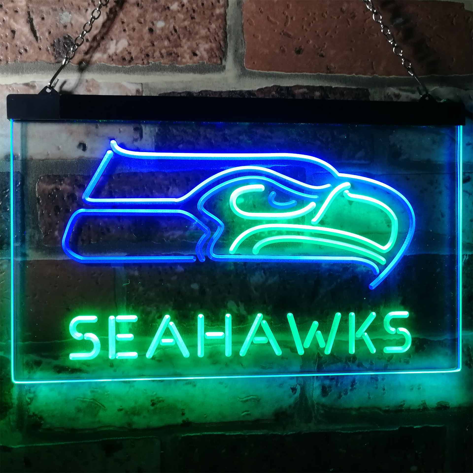 Seattle Seahawks Football NFL Bar Decor Dual Color LED Neon Sign ProLedSign