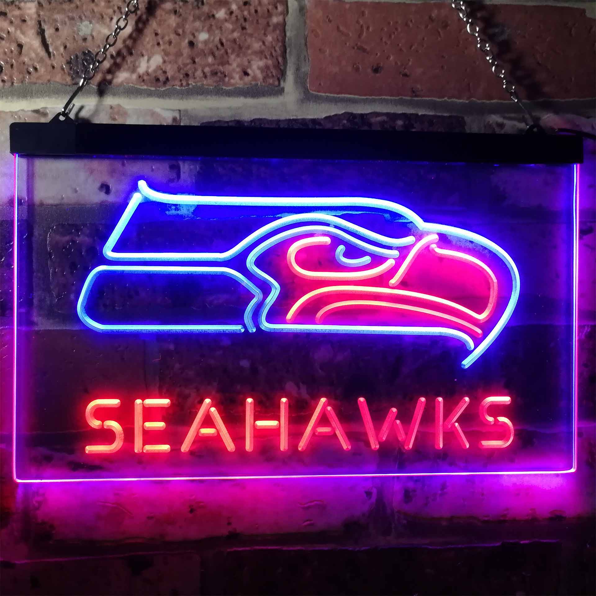 Seattle Seahawks Football NFL Bar Decor Dual Color LED Neon Sign ProLedSign