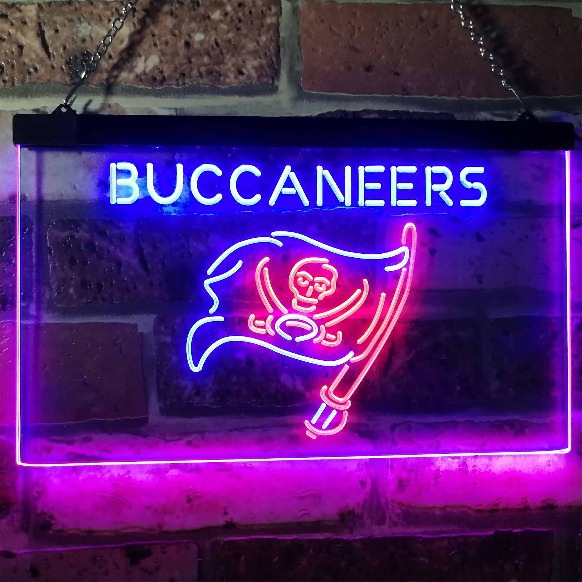 Tampa Bay Buccaneers Football Bar Decor Dual Color LED Neon Sign ProLedSign