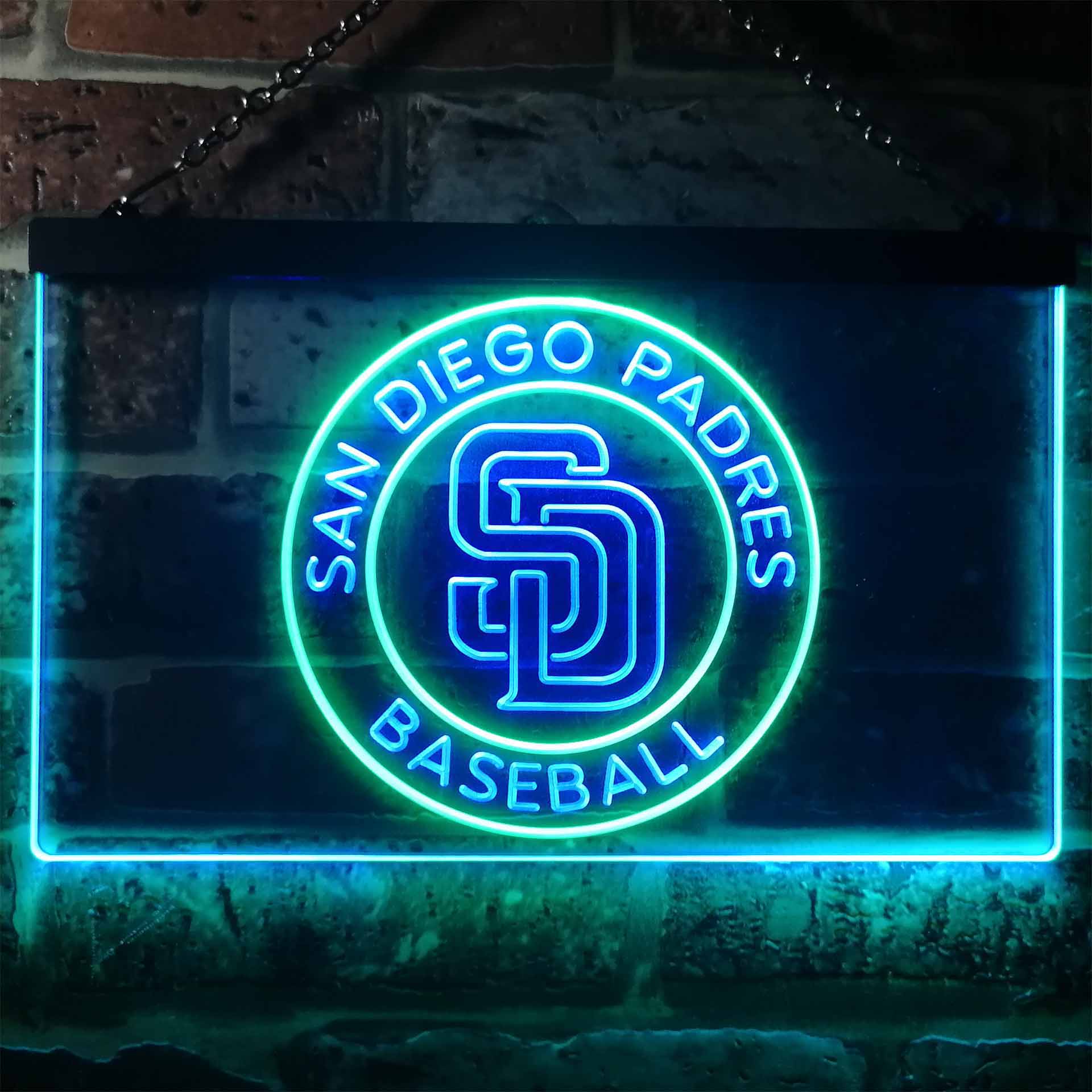 San Diego Padres 12'' x 16'' Framed Neon Player Print - Black