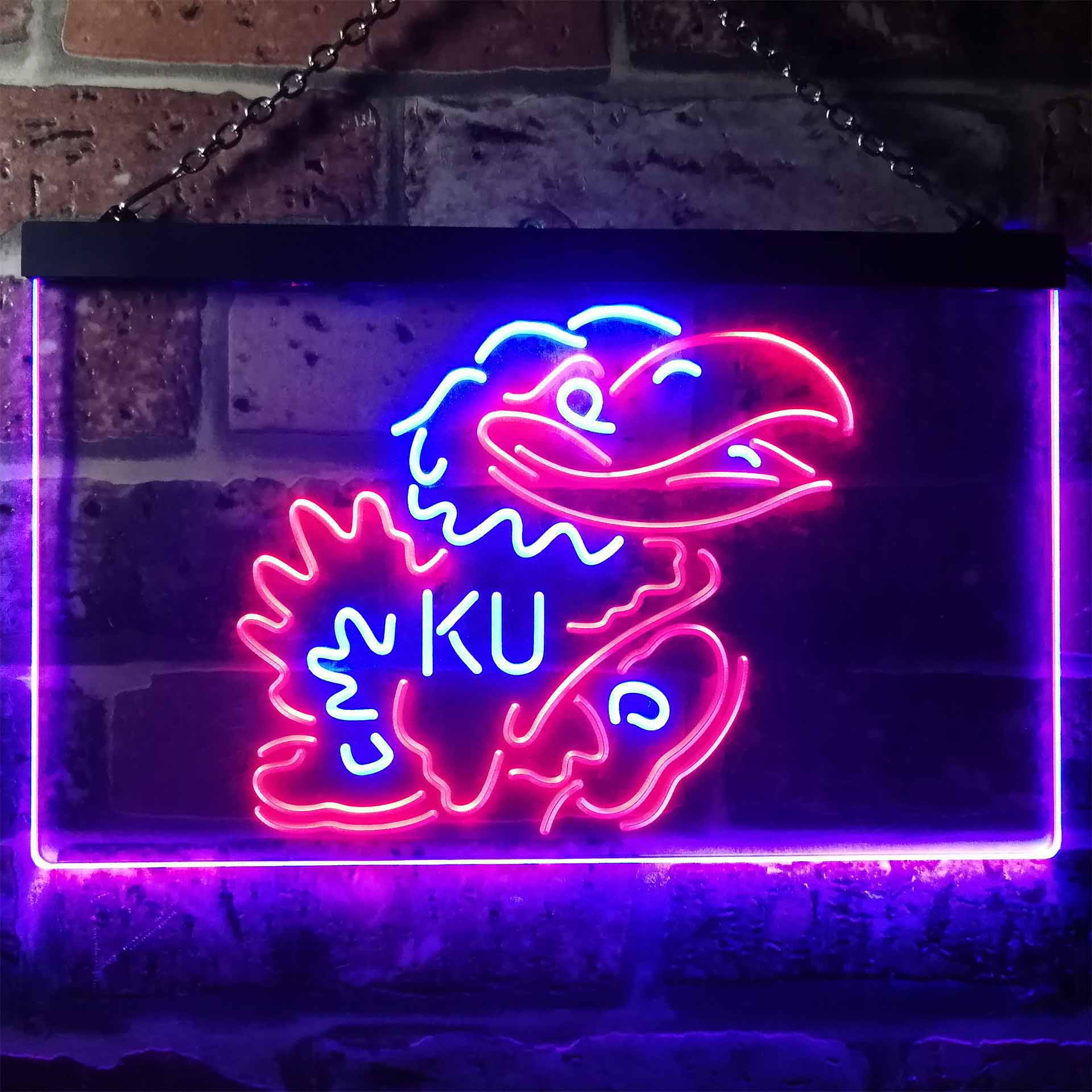 Kansas Jayhawks KU Dual Color LED Neon Sign ProLedSign