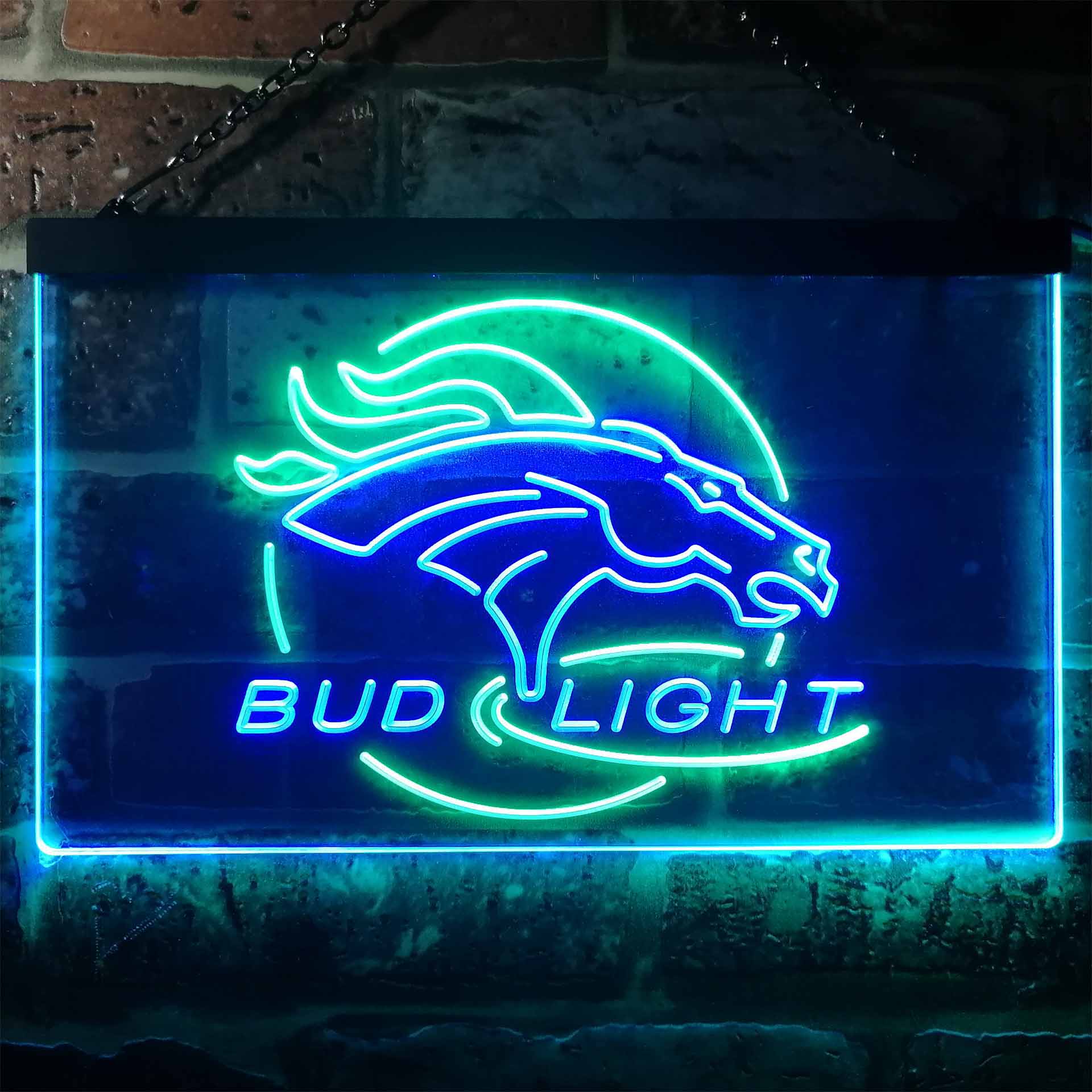 Broncos Denver Bud Light Dual Color LED Neon Sign ProLedSign