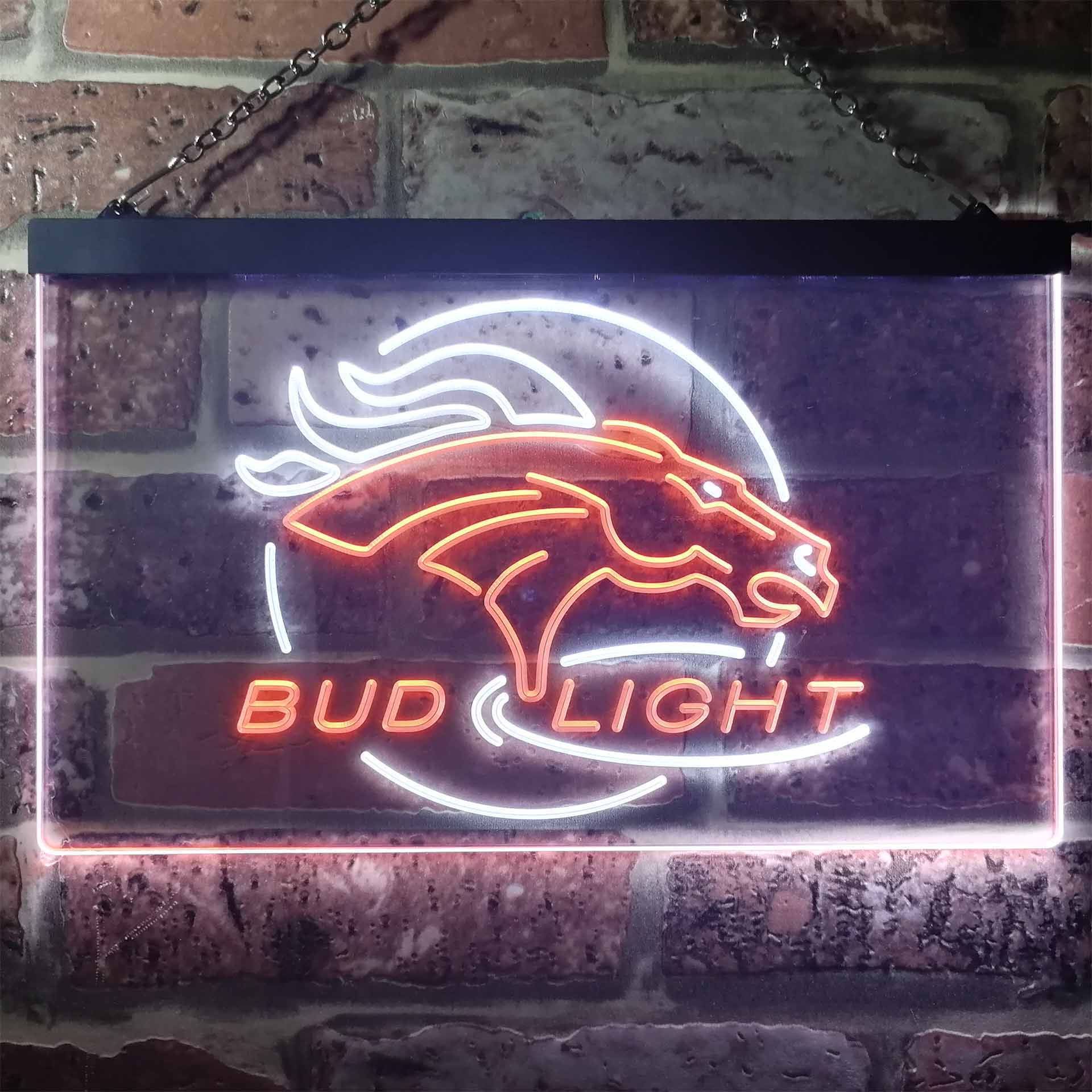 Broncos Denver Bud Light Dual Color LED Neon Sign ProLedSign