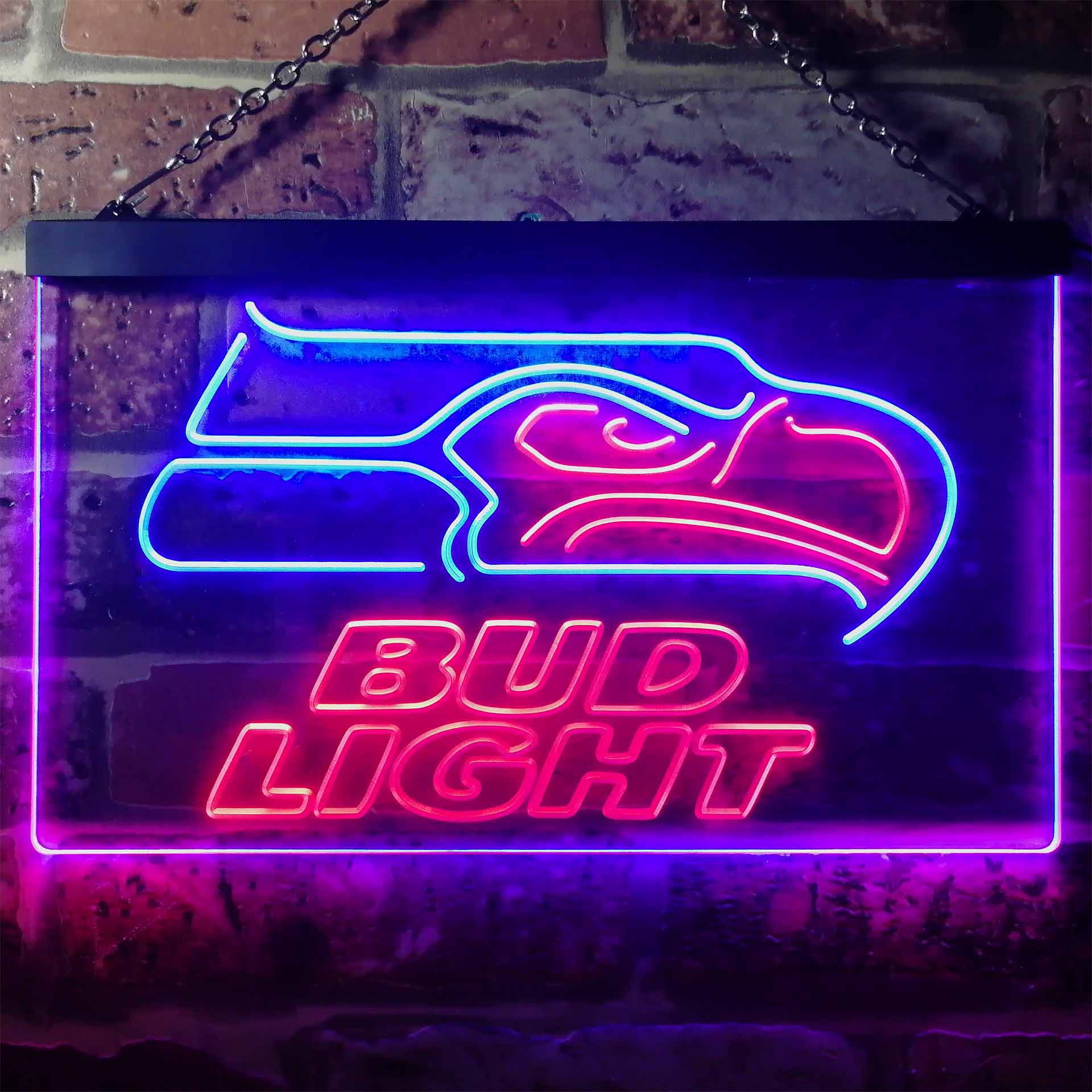 Seattle Seahawks Bud Light Dual Color LED Neon Sign ProLedSign