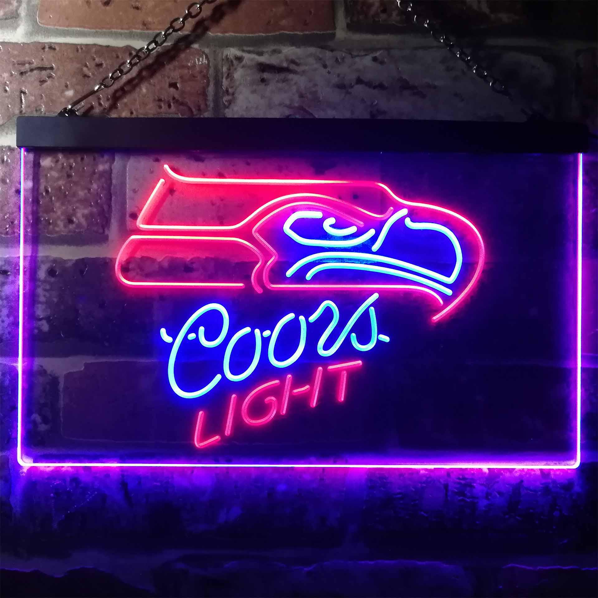 Seattle Seahawks Coors Light Dual Color LED Neon Sign ProLedSign
