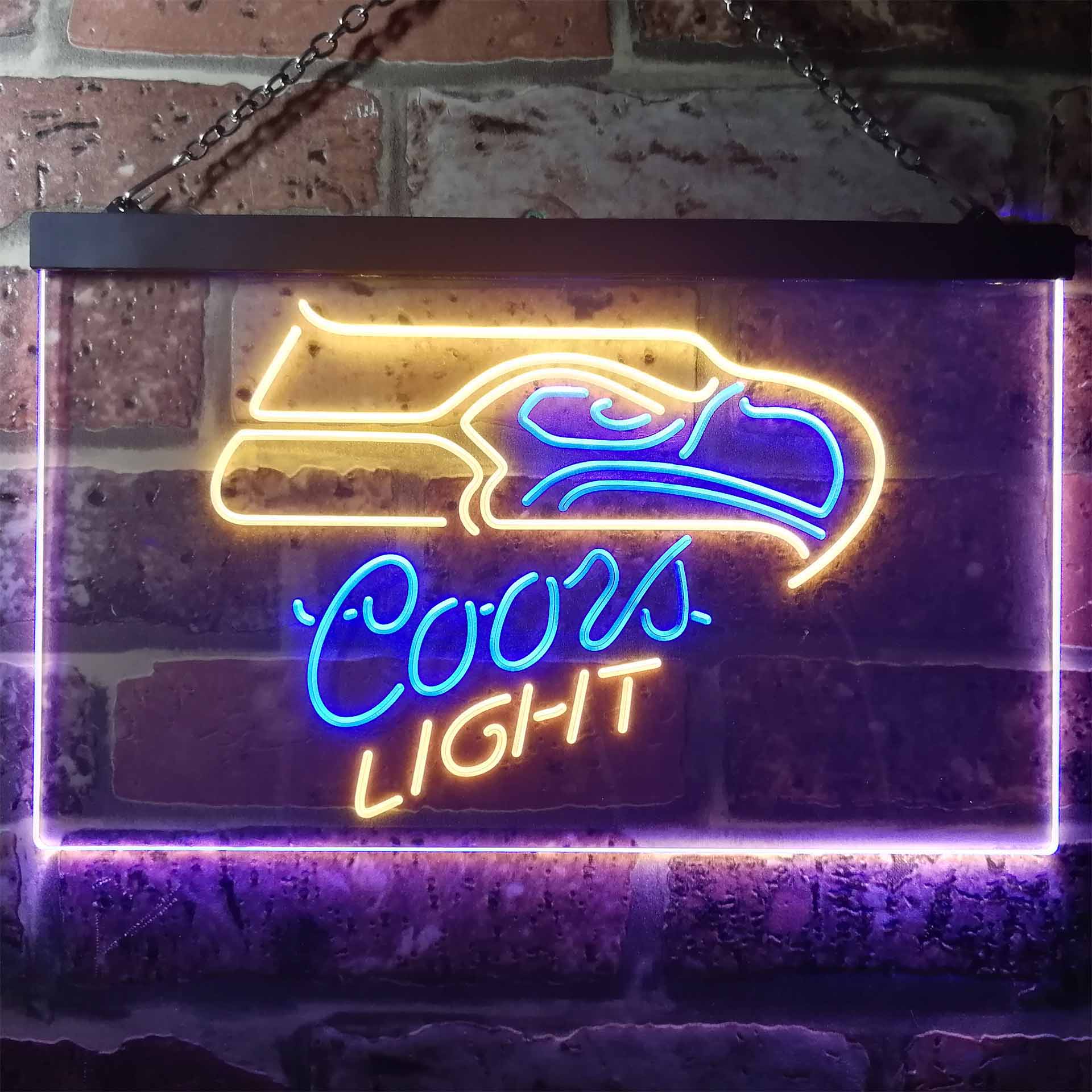 Seattle Seahawks Coors Light Dual Color LED Neon Sign ProLedSign