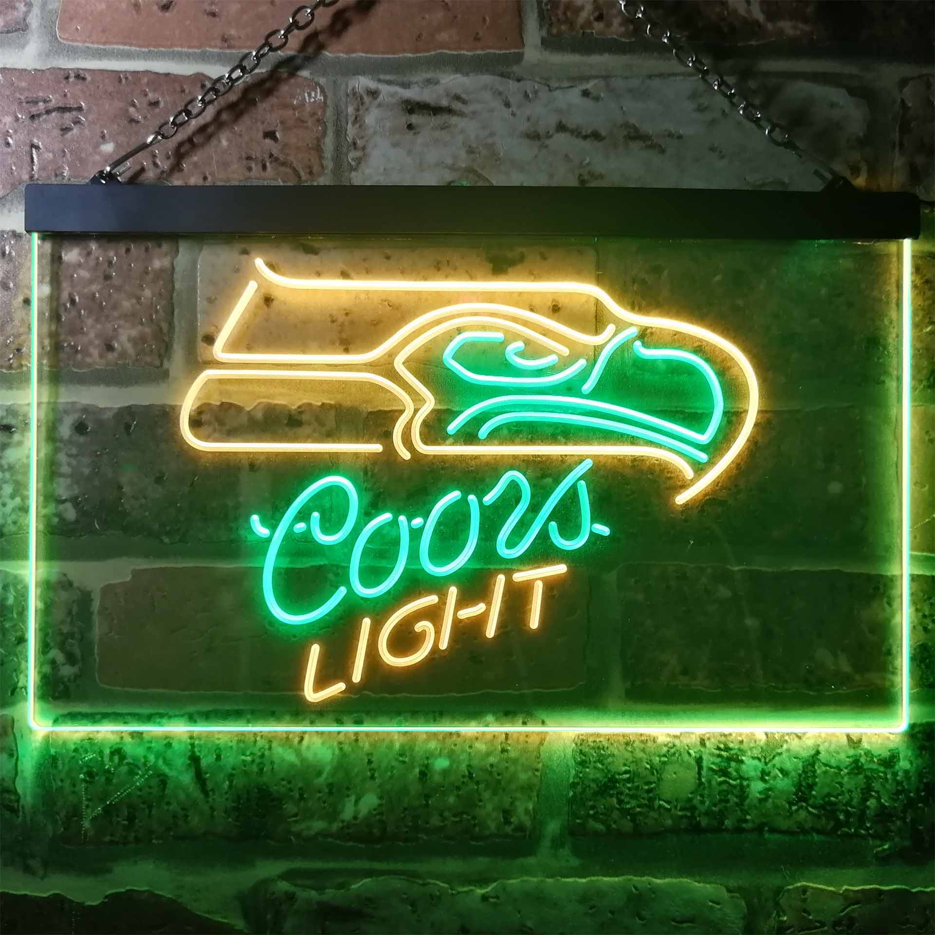 Seattle Seahawks Coors Light Dual Color LED Neon Sign ProLedSign