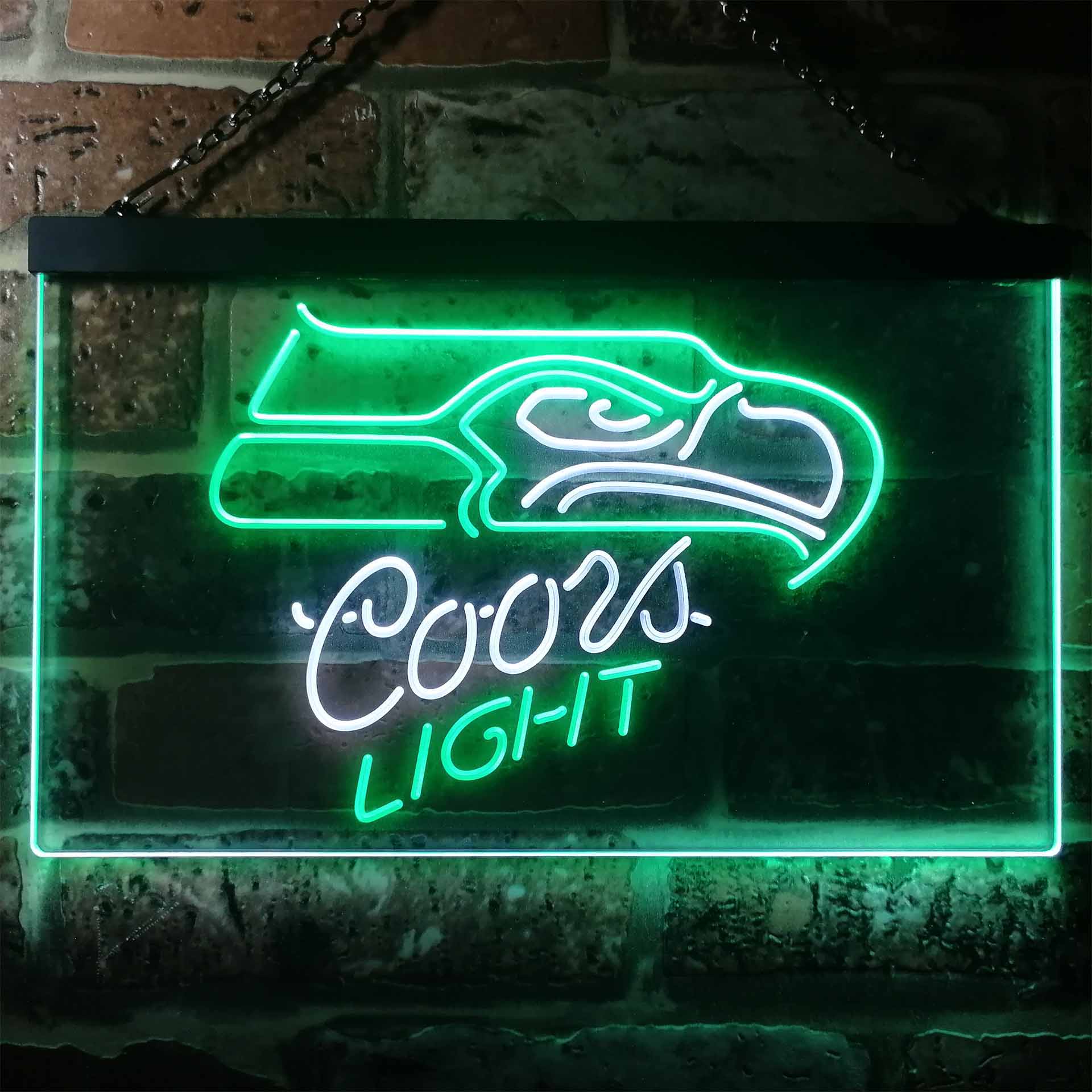 Seattle Seahawks Coors Light Dual Color LED Neon Sign ProLedSign