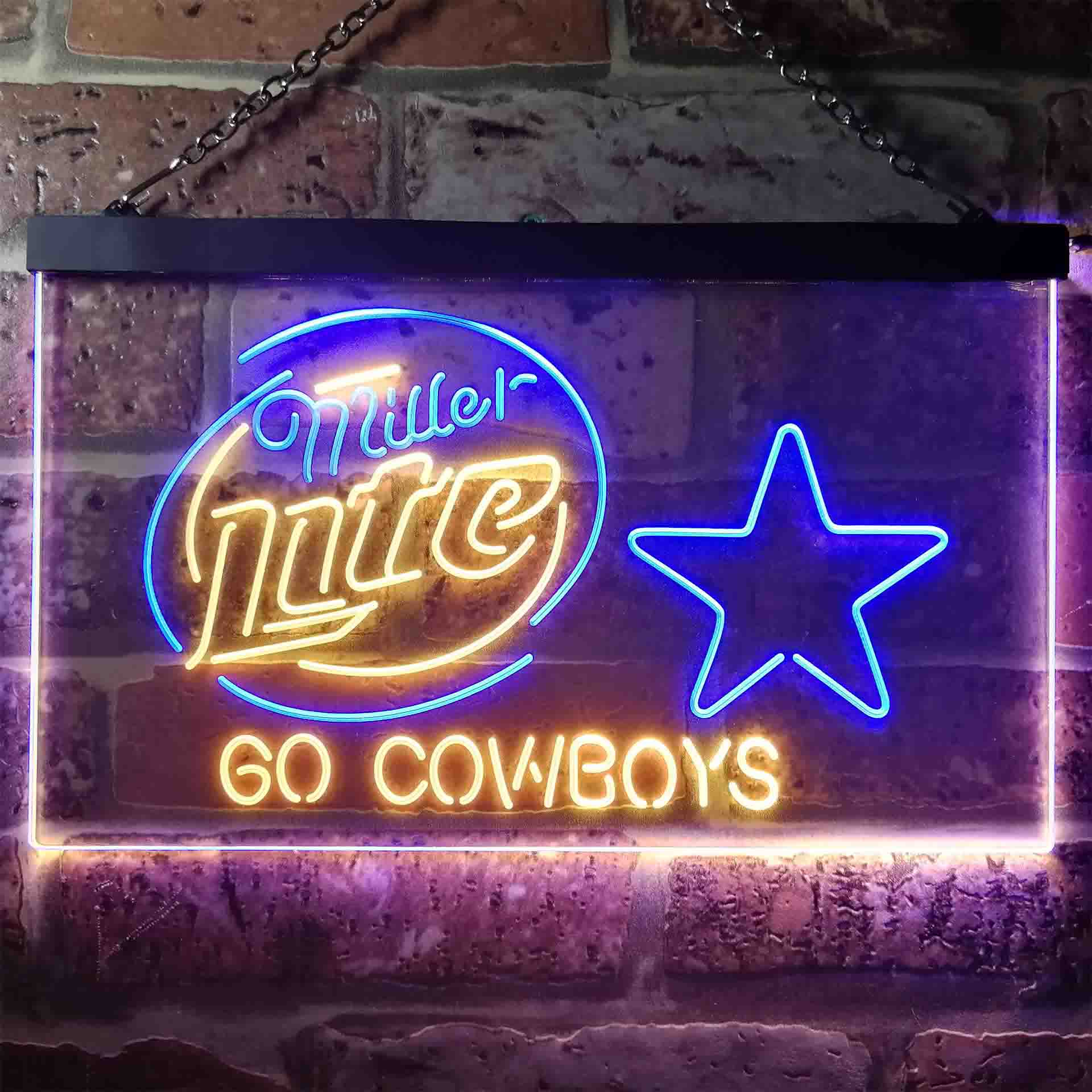 Miller Lite Dallas Cowboys Go Dual Color LED Neon Sign ProLedSign