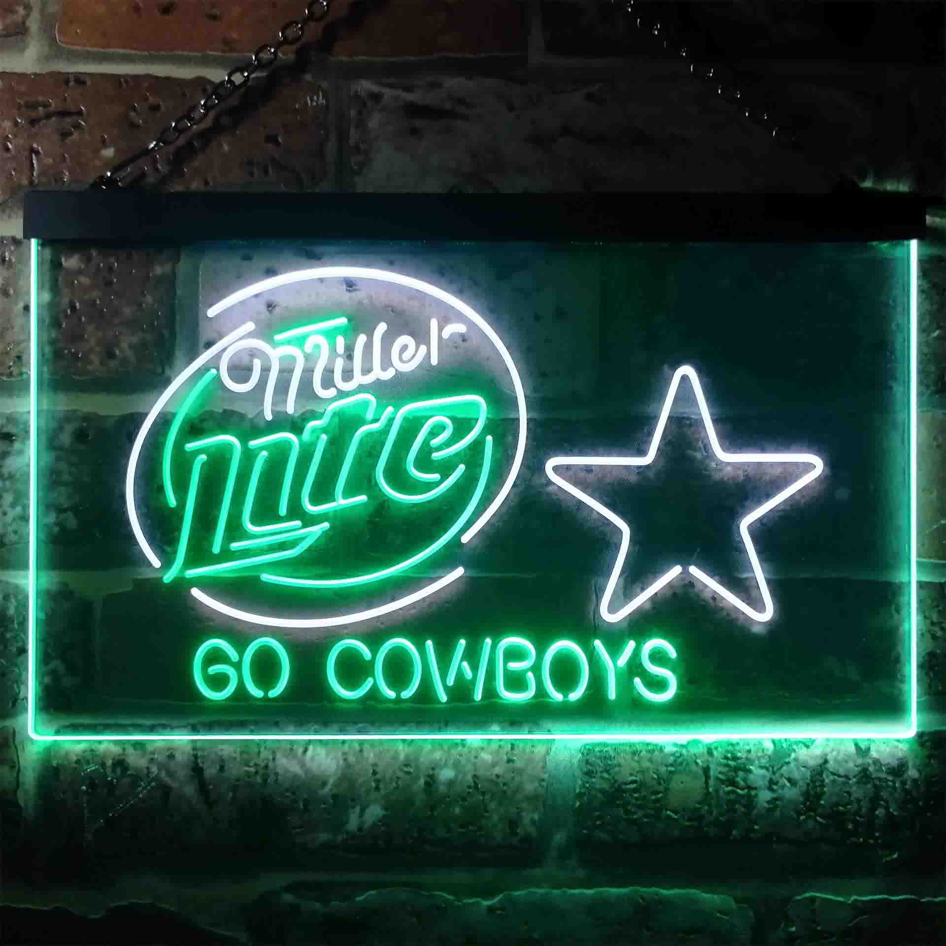Miller Lite Dallas Cowboys Go Dual Color LED Neon Sign ProLedSign