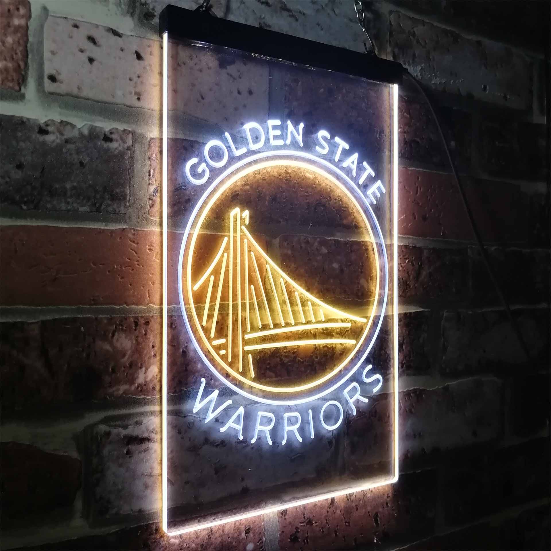 Golden State Warriors Yellow Hardwood Classics Lighted Analog Neon