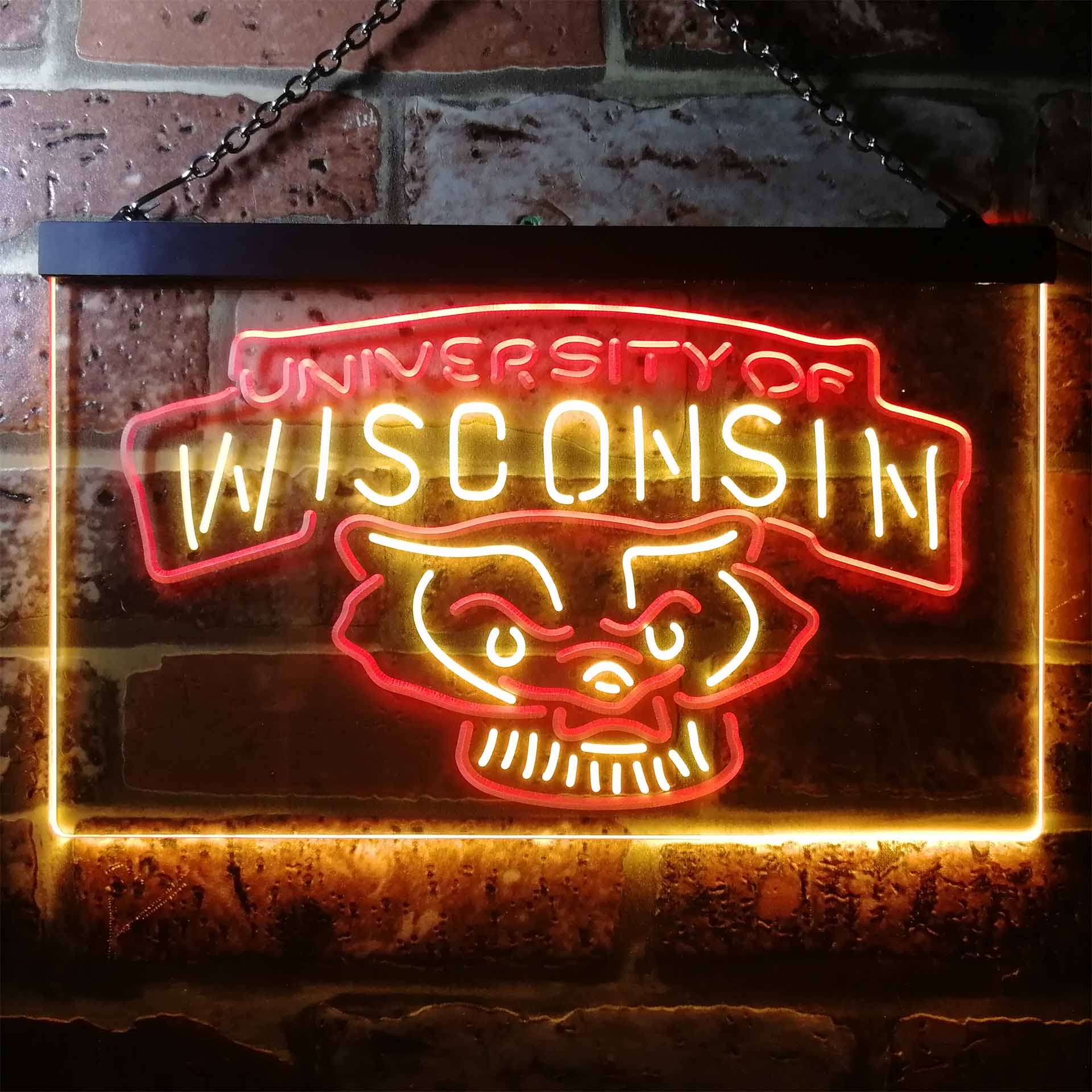 Wisconsin Badgers Dual Color LED Neon Sign ProLedSign