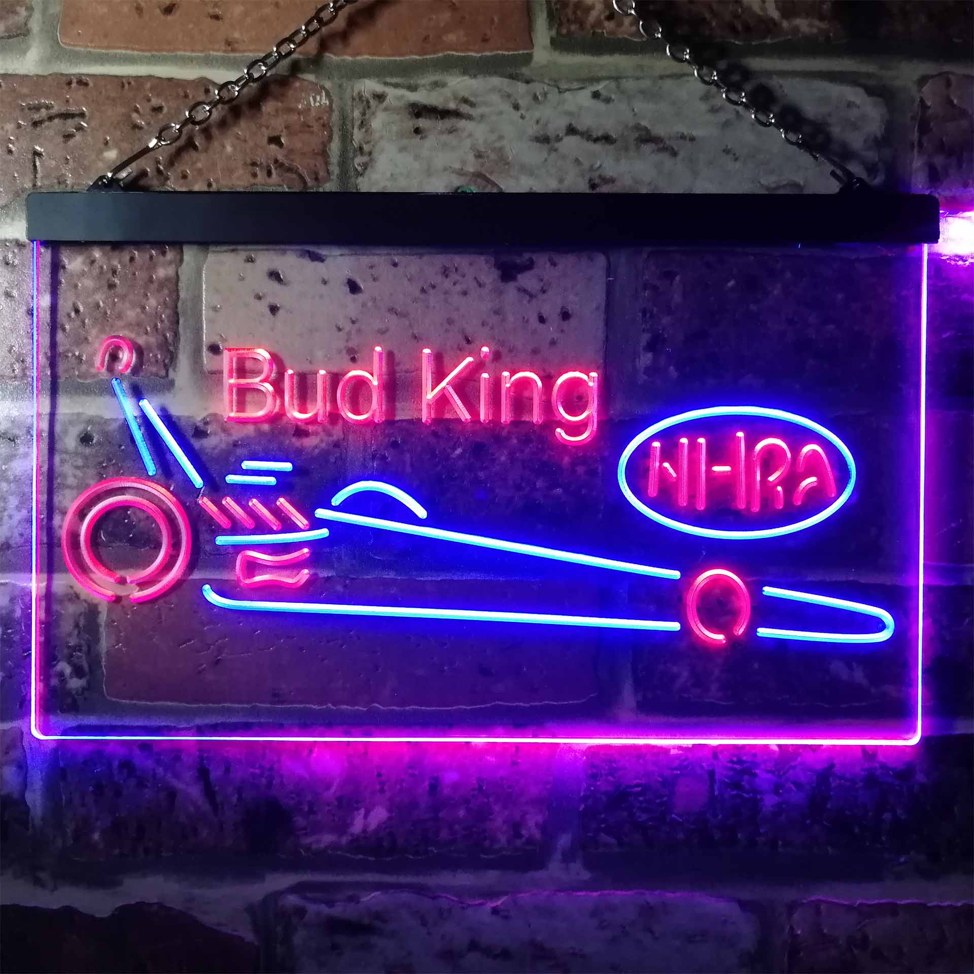 Bud King Nhra Dragster Dual Color LED Neon Sign ProLedSign
