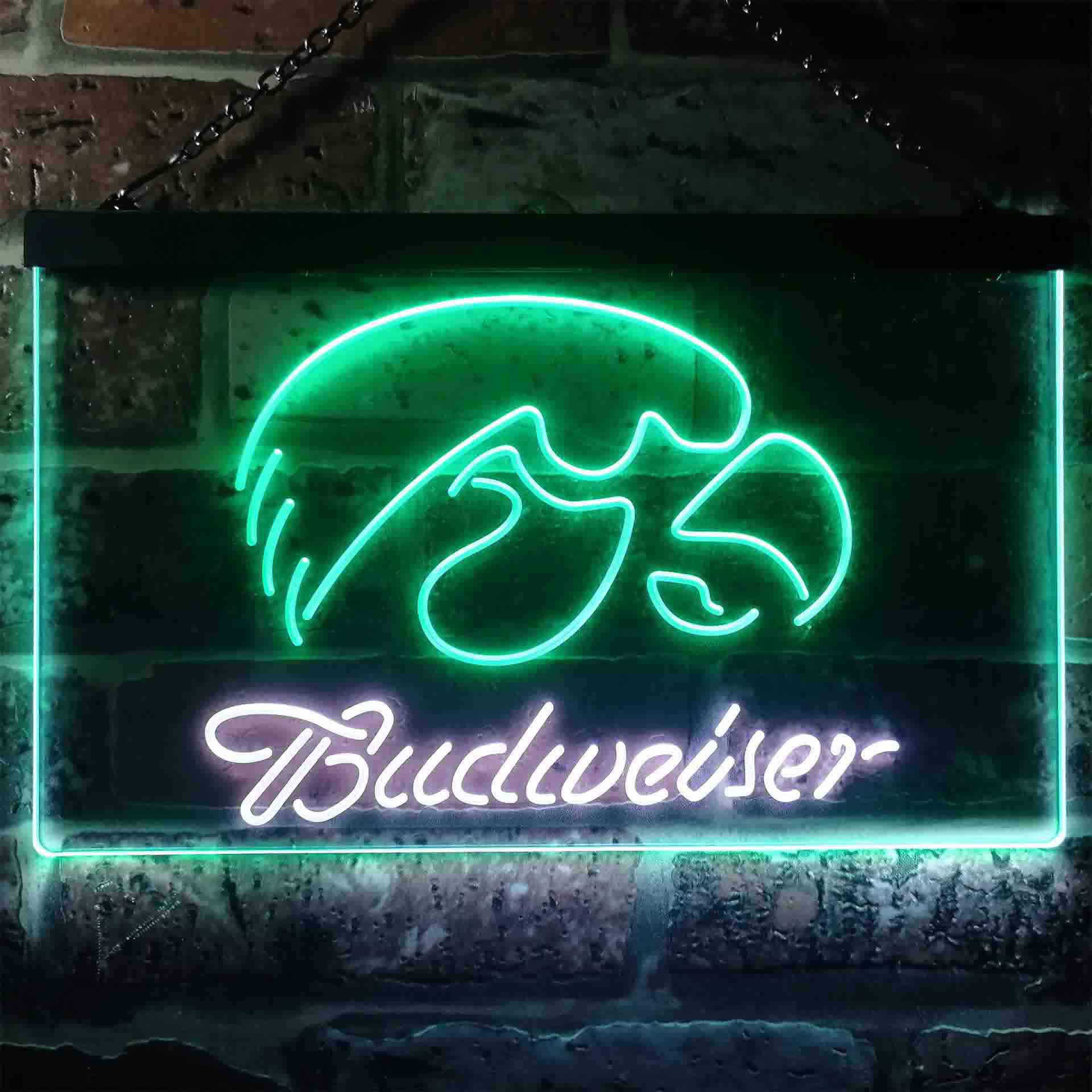 Budweiser University Of Iowa Dual Color LED Neon Sign ProLedSign