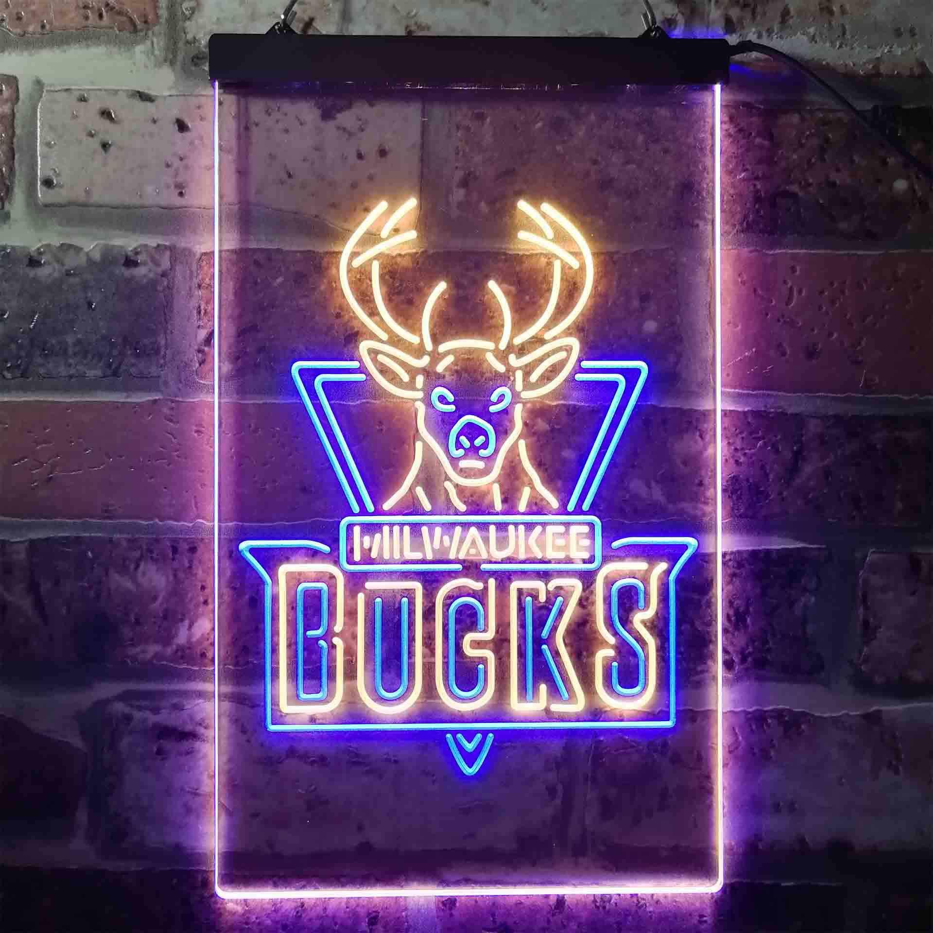 Milwaukee Bucks basketball Dual Color LED Neon Sign ProLedSign