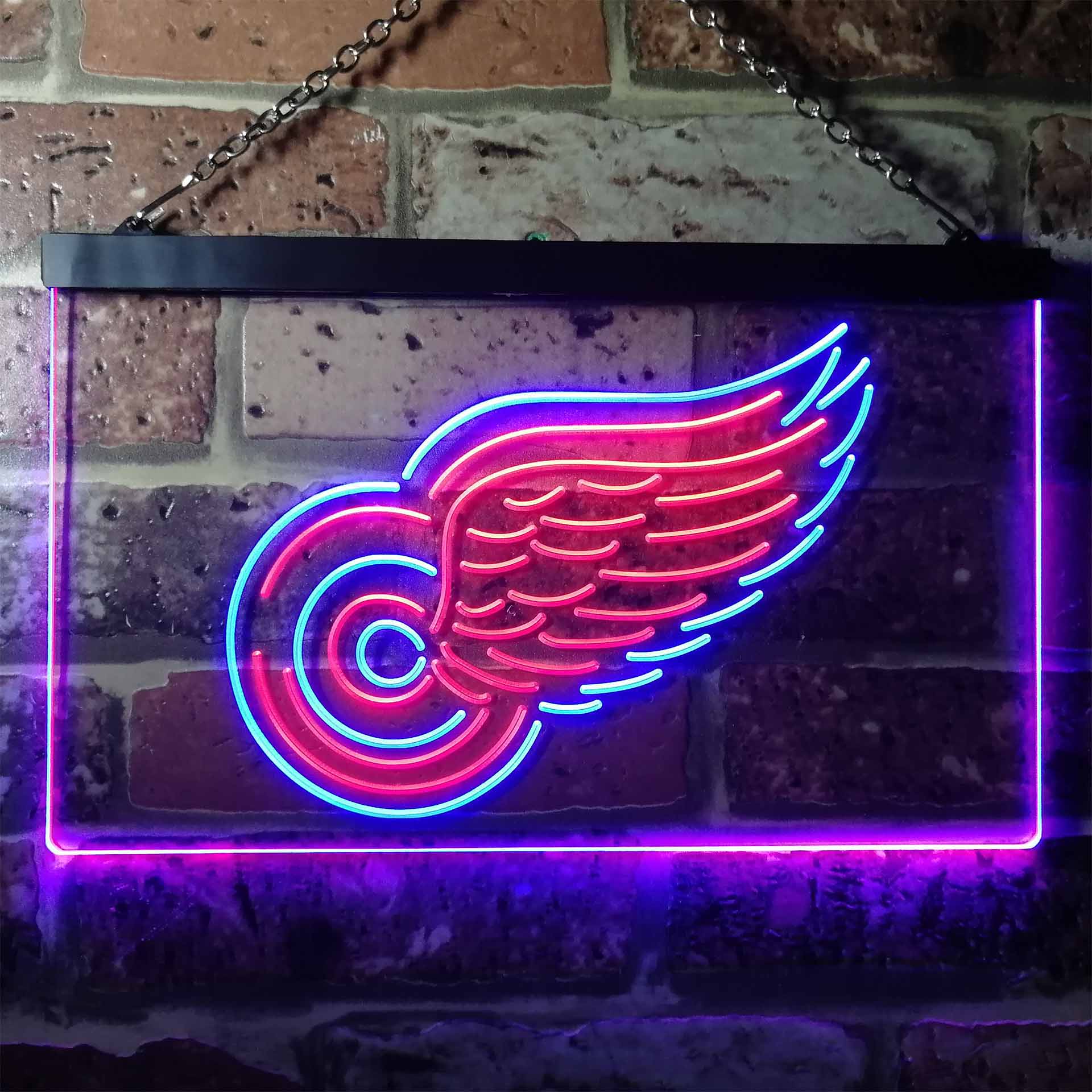 Detroit Sport Team Red Wings Dual Color LED Neon Sign ProLedSign