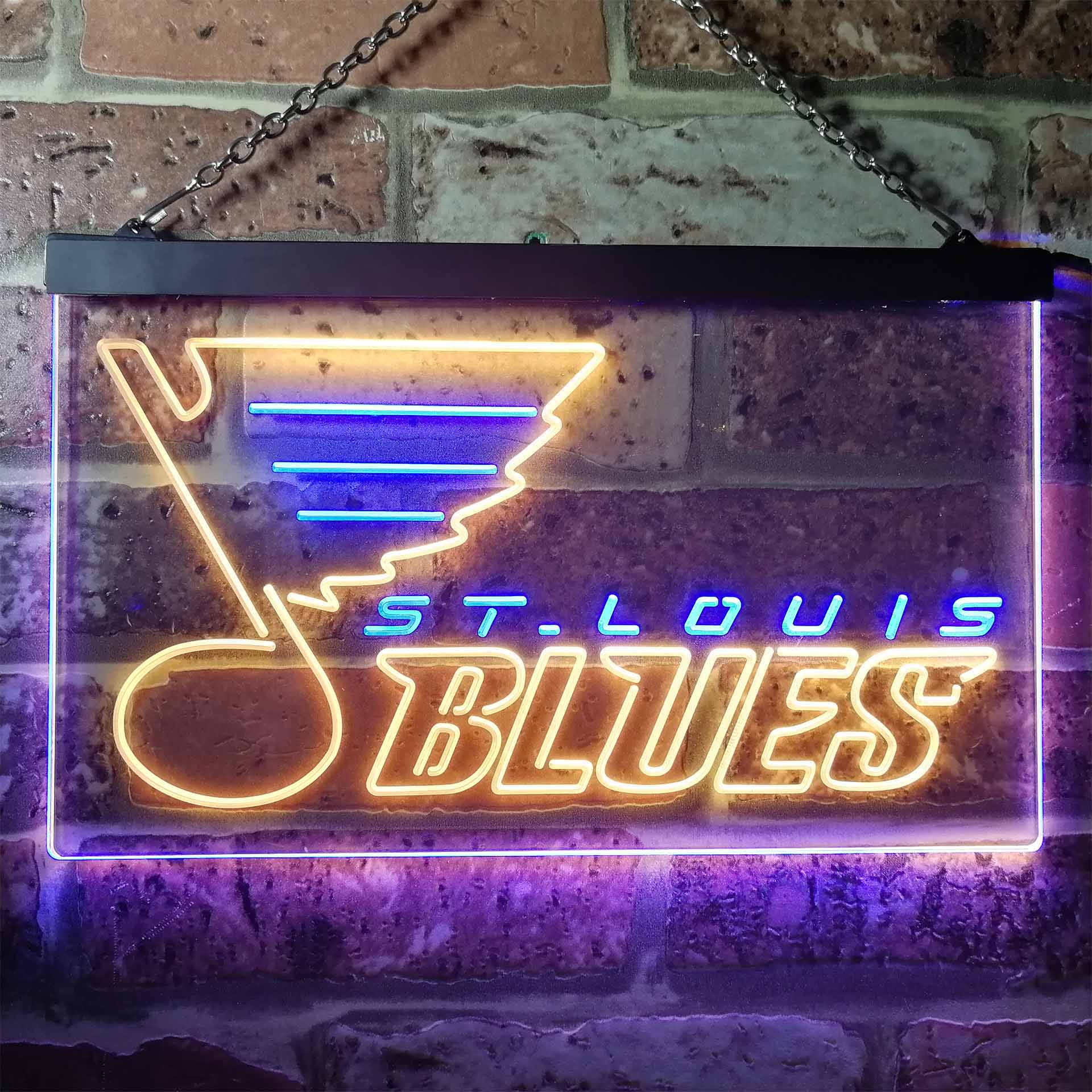Lids St. Louis Blues 12'' x 16'' Framed Neon Player Print - Black