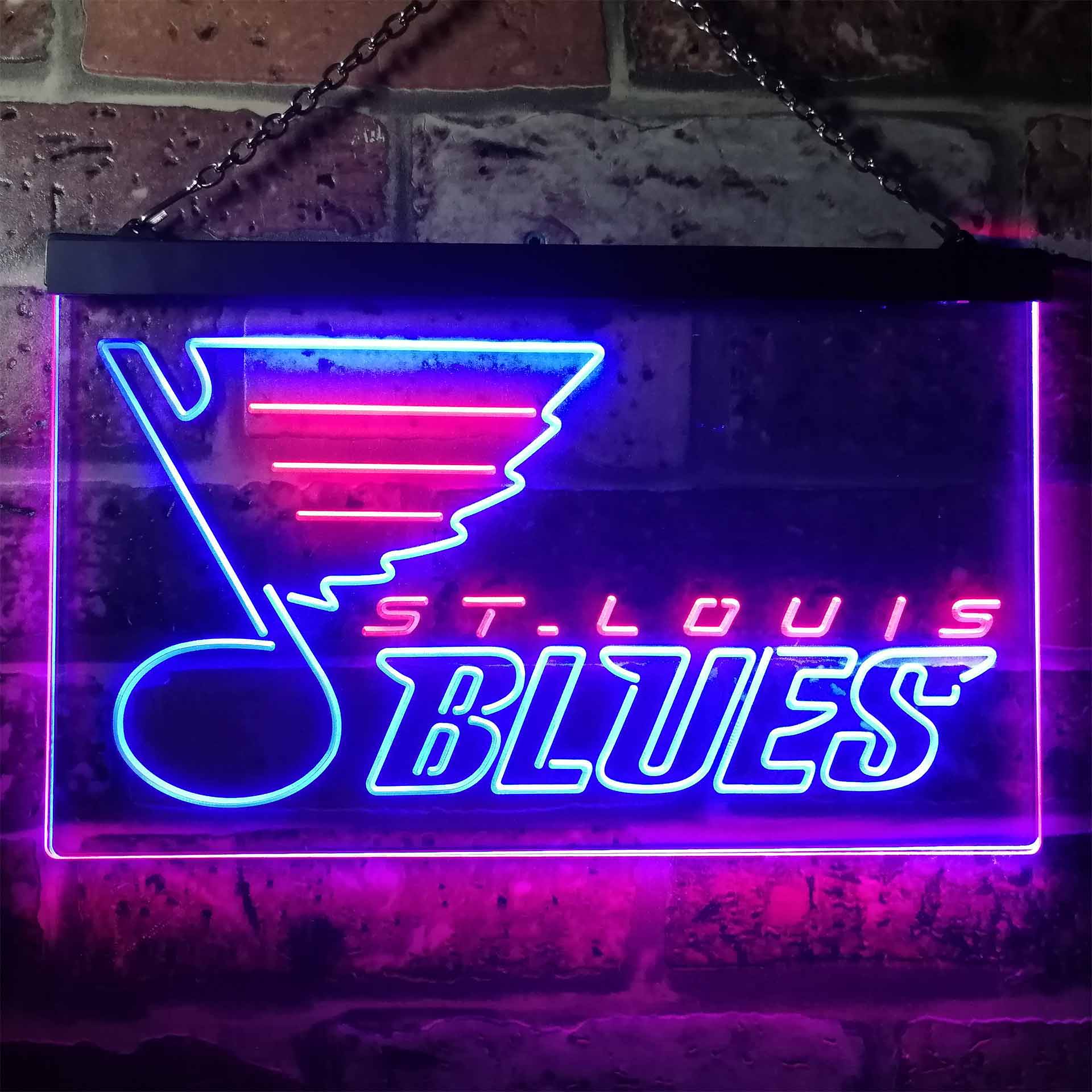St. Louis Blues 12'' x 16'' Personalized Framed Neon Tavern Print