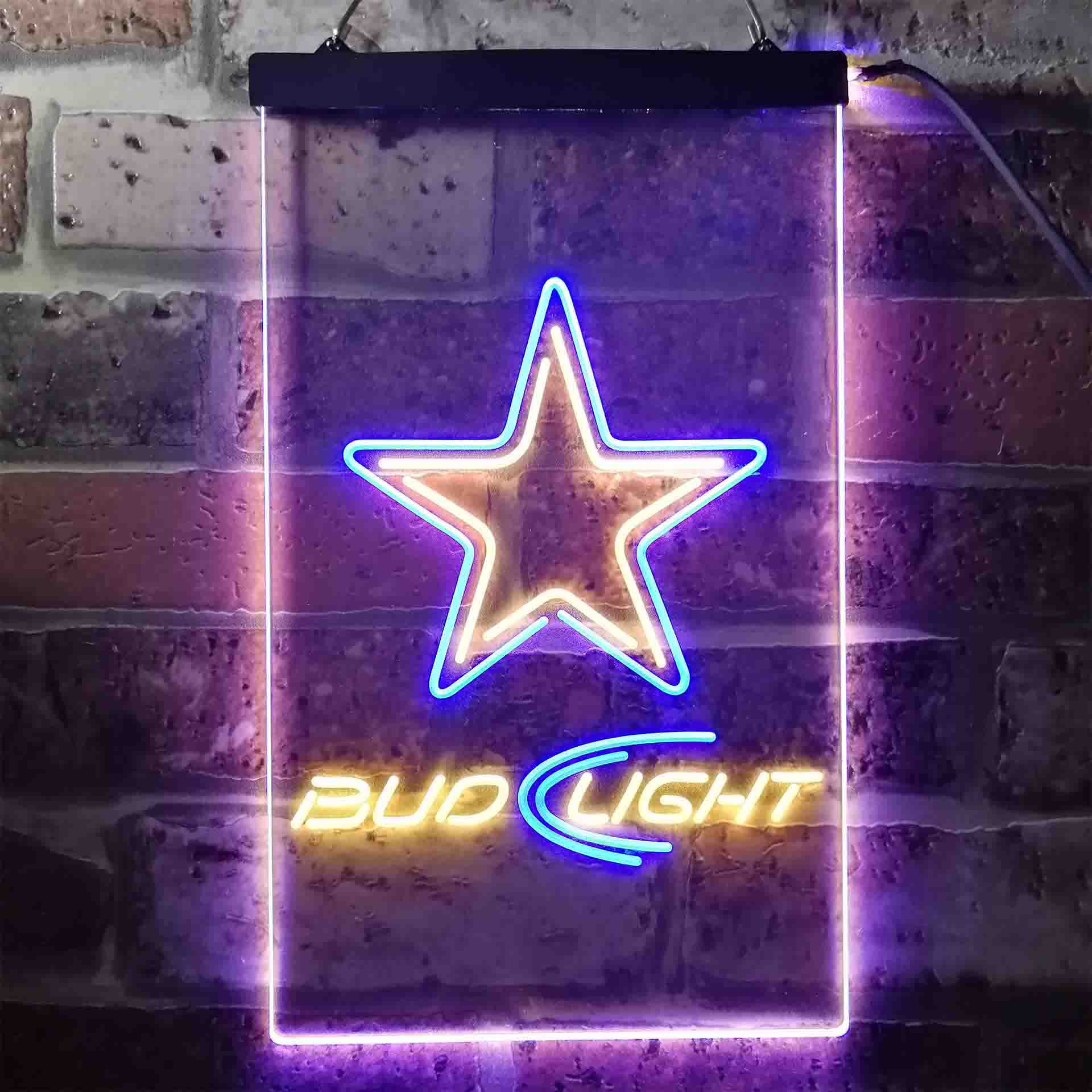 Bud Light Dallas Cowboys Dual Color LED Neon Sign ProLedSign