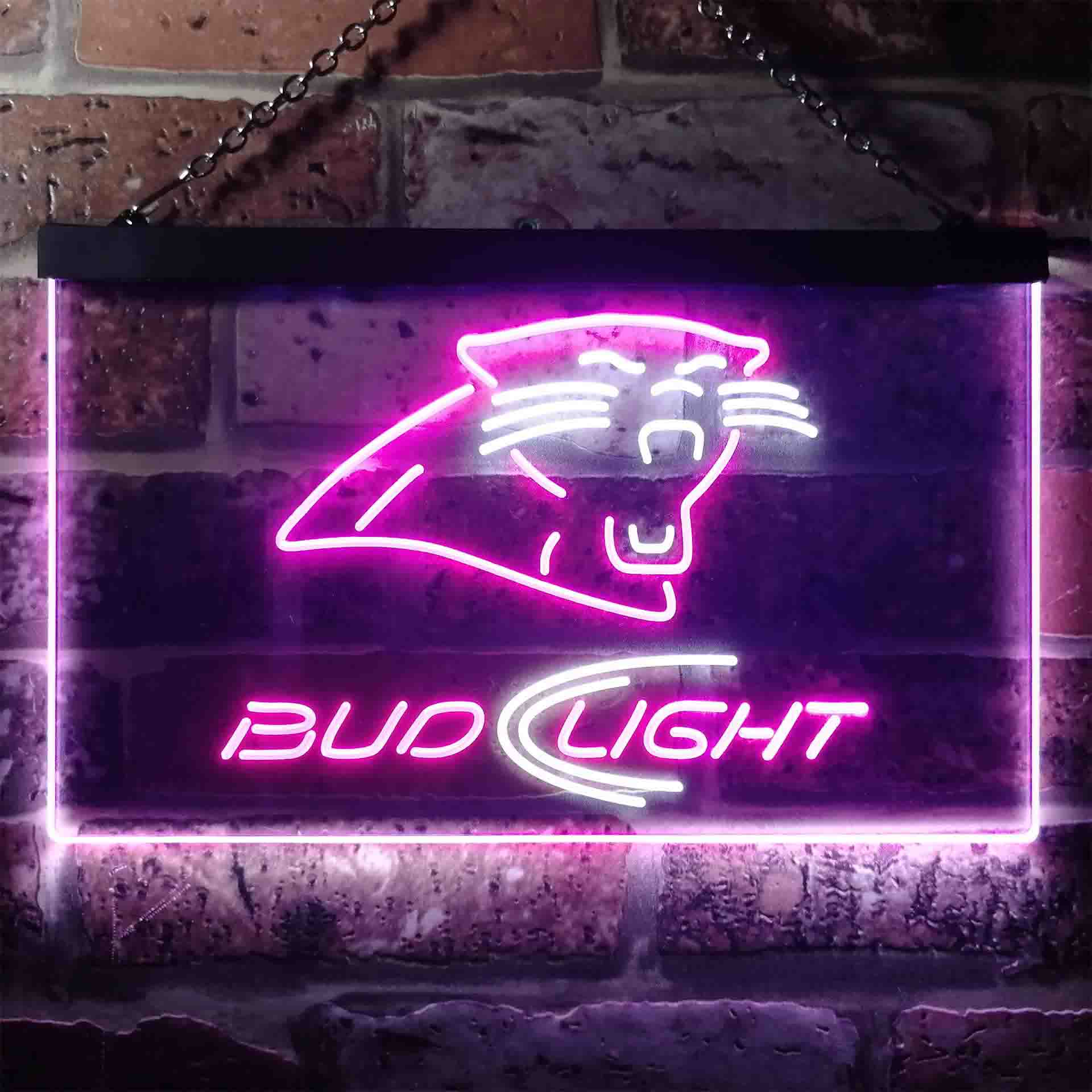 Bud Light Carolina Panthers Dual Color LED Neon Sign ProLedSign