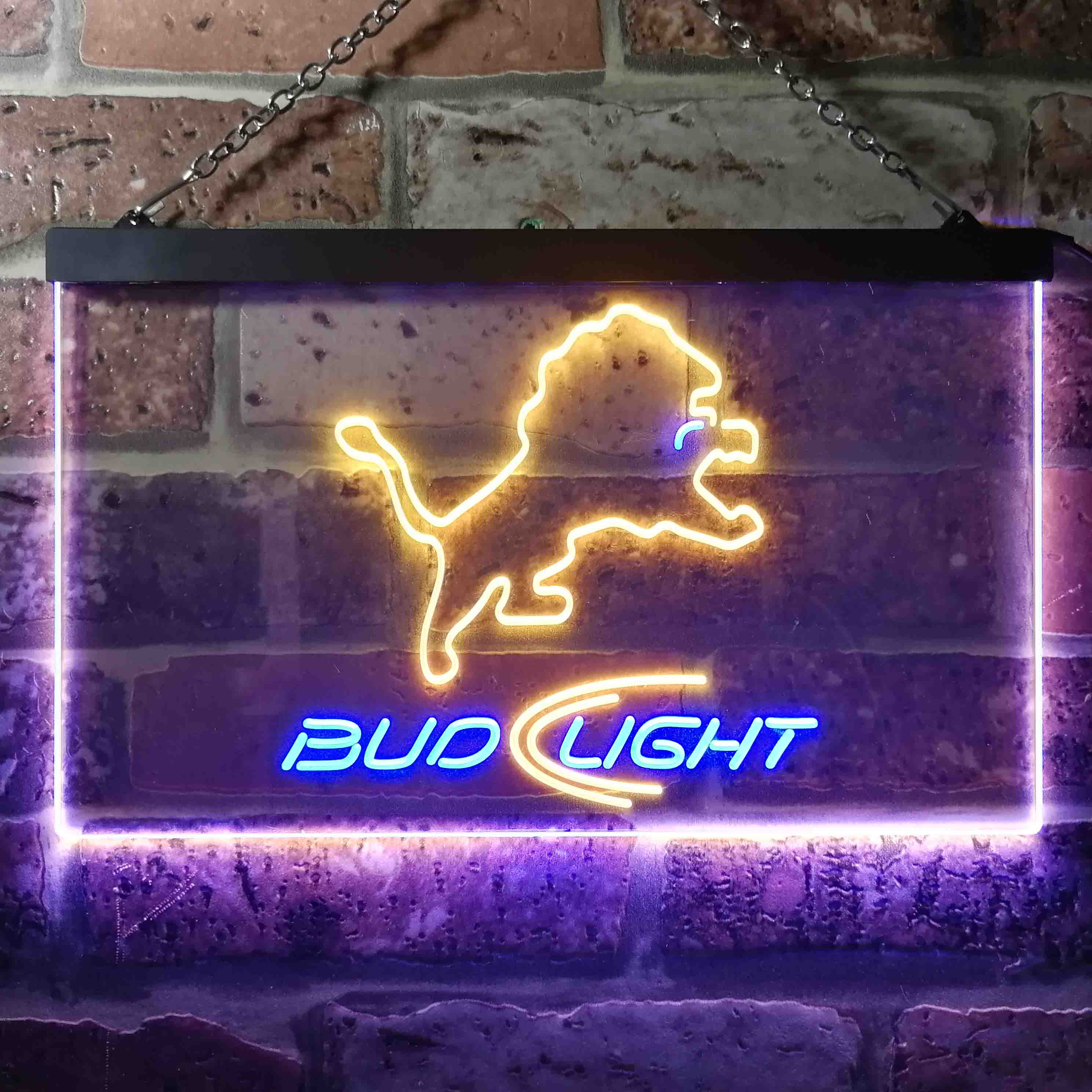 Bud Light Detroit Lions Dual Color LED Neon Sign ProLedSign