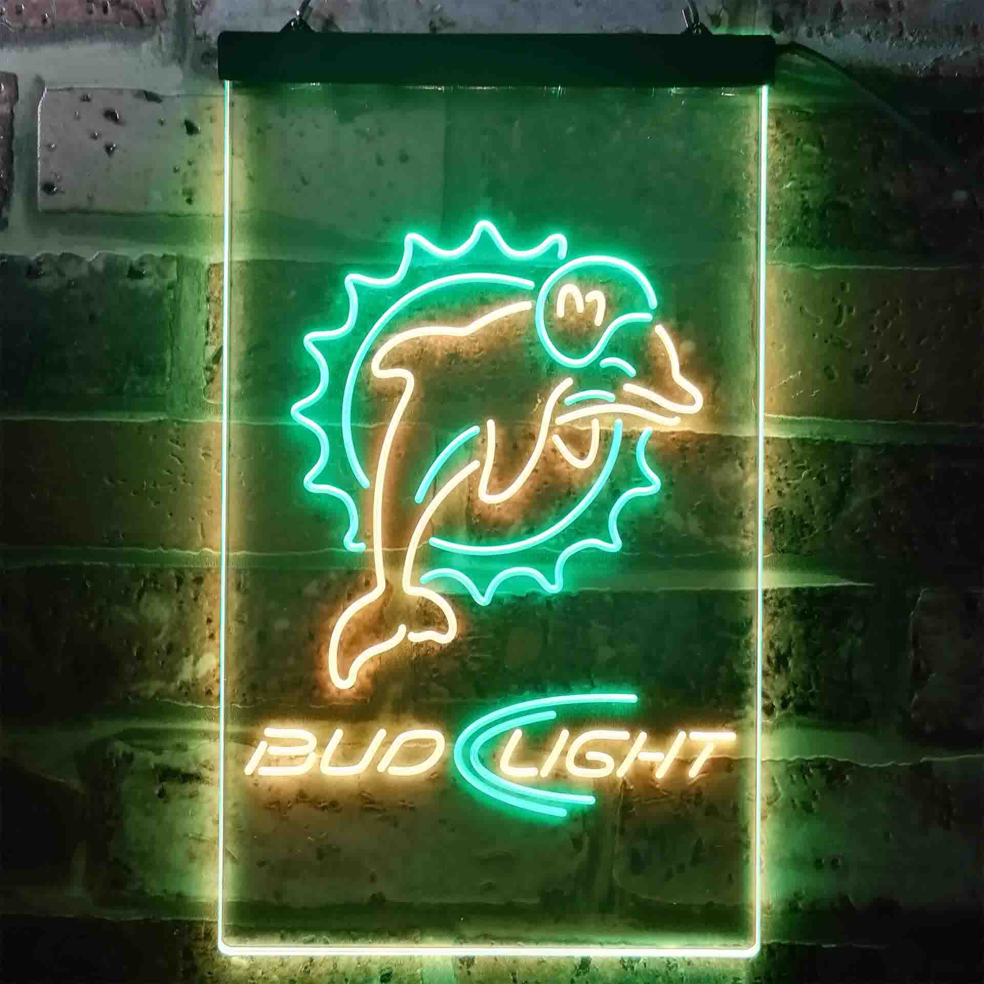 Bud Light Miami Dolphins Dual Color LED Neon Sign ProLedSign